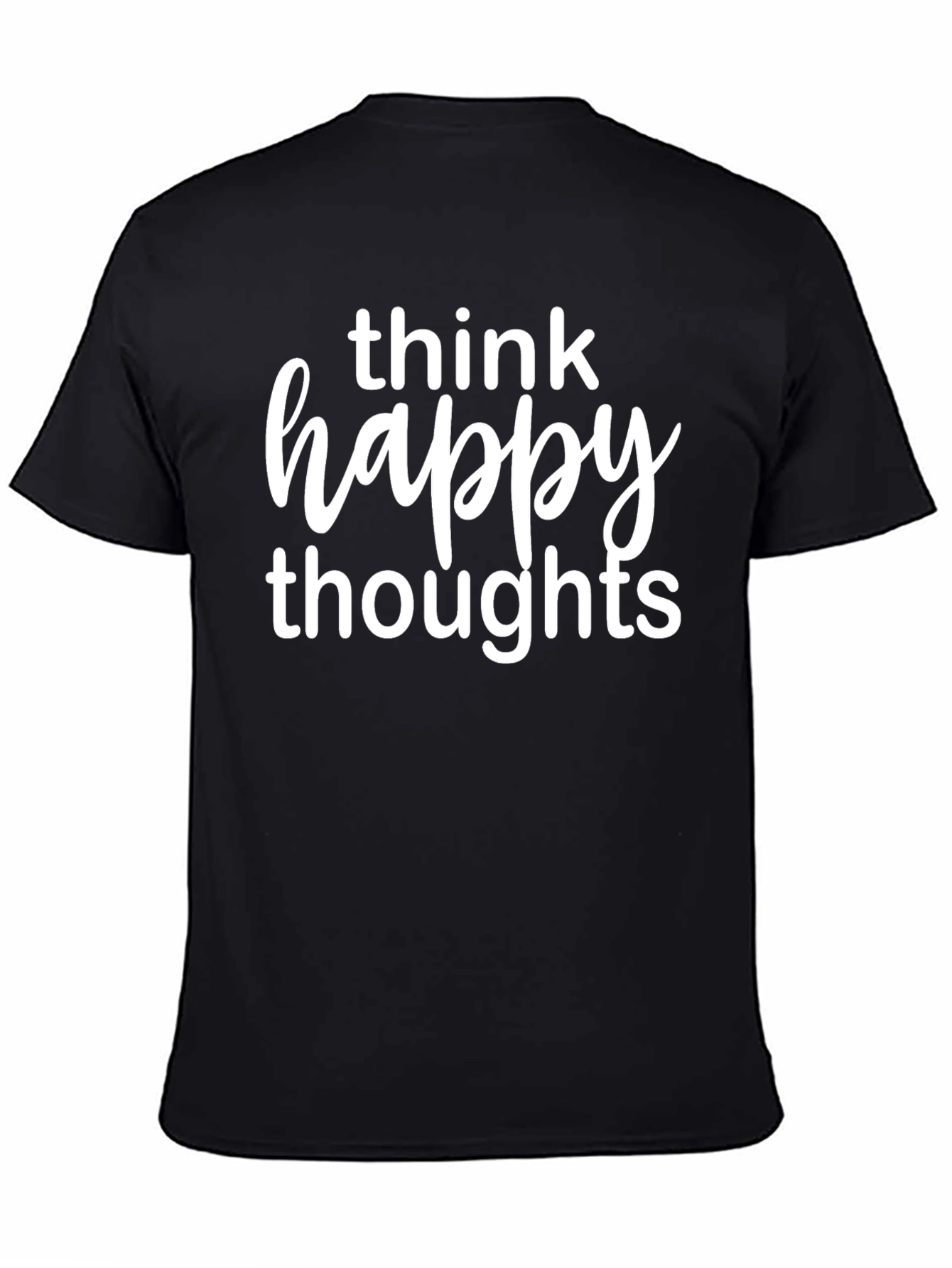 Black Think Happy Thoughts Graphic Tee view 4