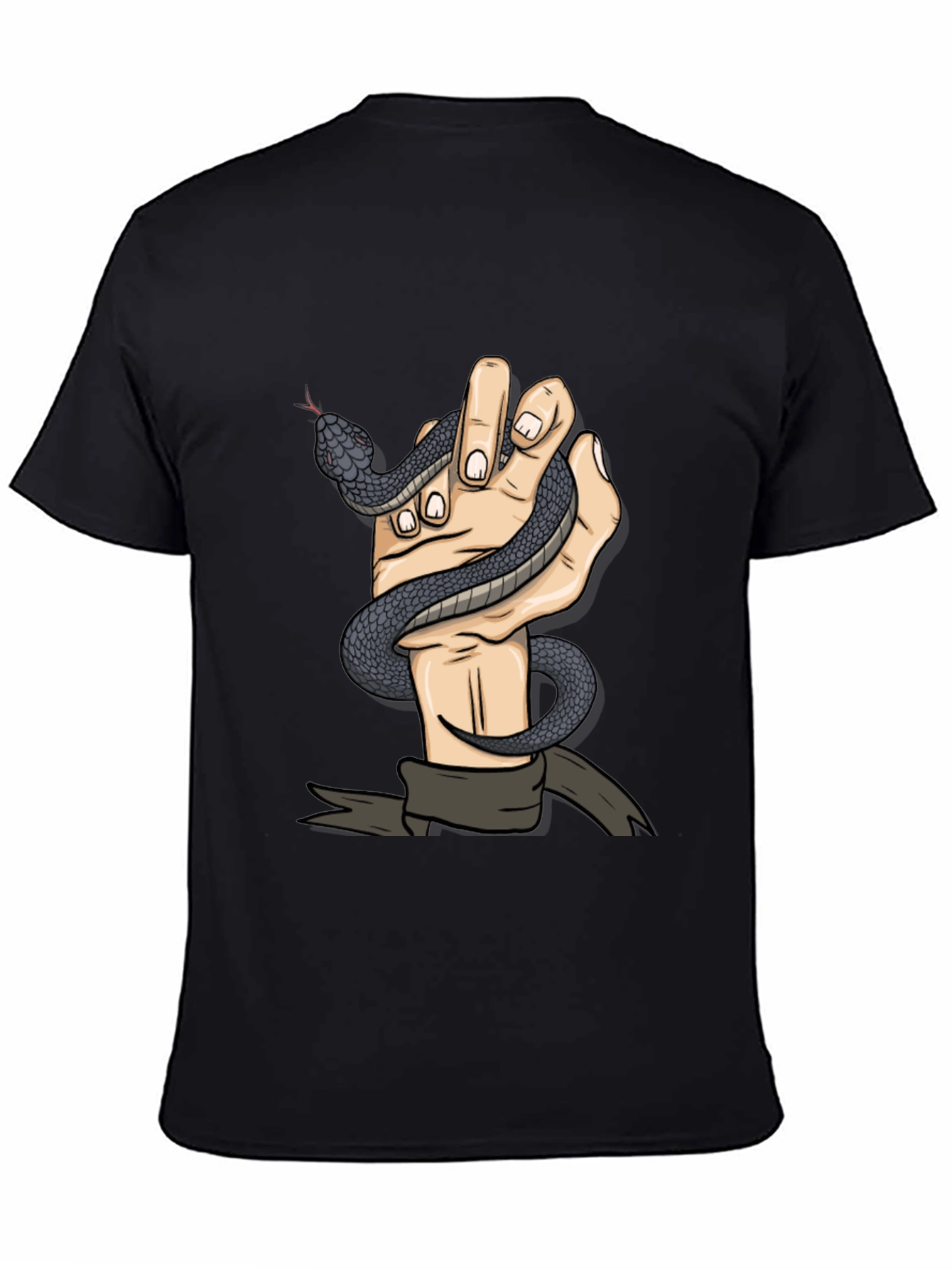 Black Snake Hand Graphic Tee - Men's Black T-Shirt view 4