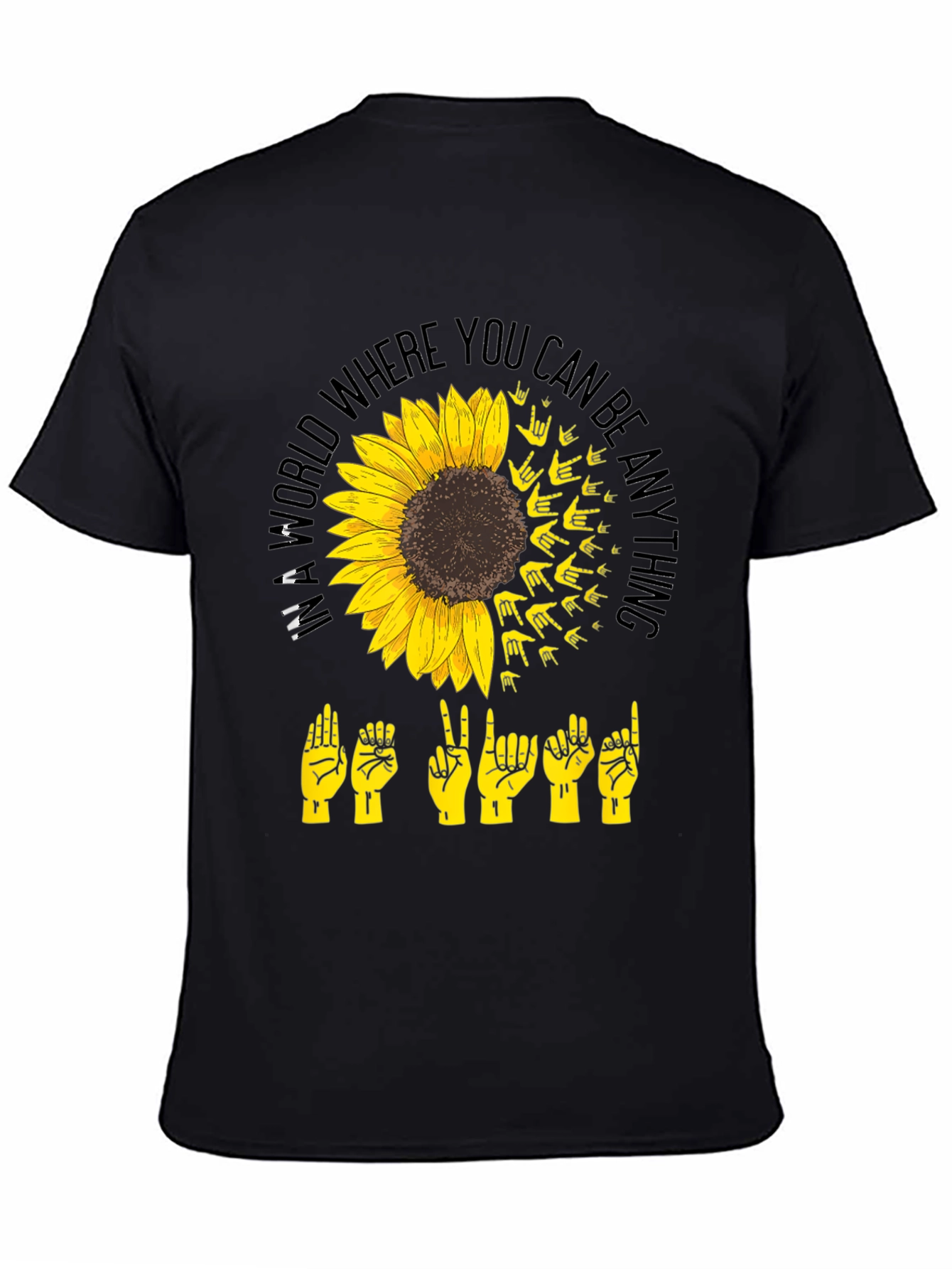 Black Sunflower ASL "Be Kind" Graphic T-Shirt view 4