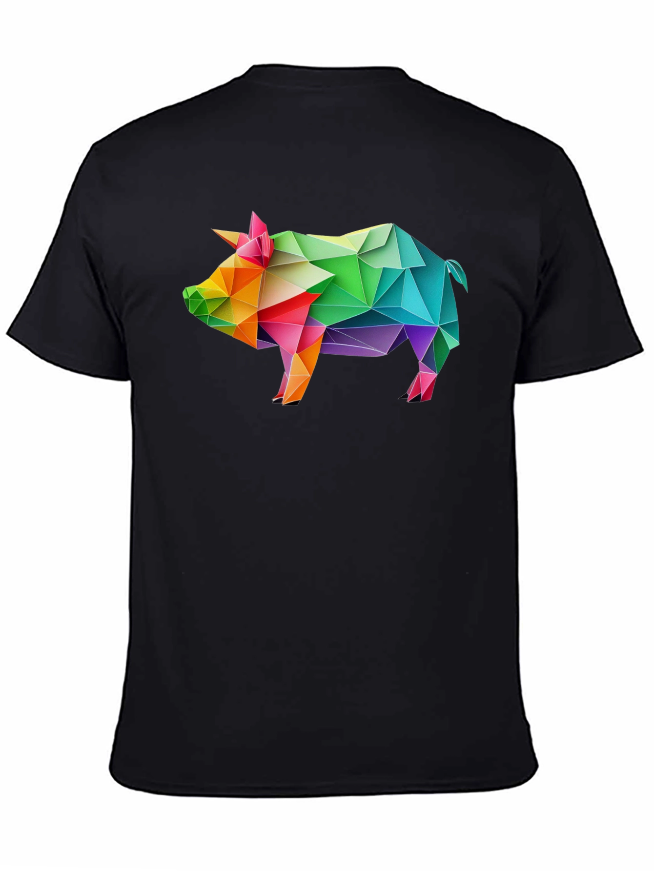 Black Geometric Pig T-Shirt - Black, Unique Design view 4