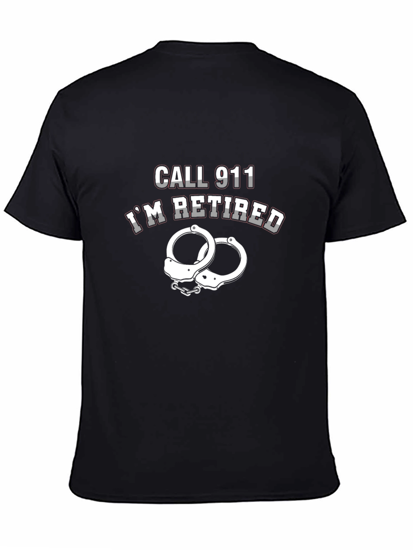 Black Retired Police Officer T-Shirt - Call 911 view 4
