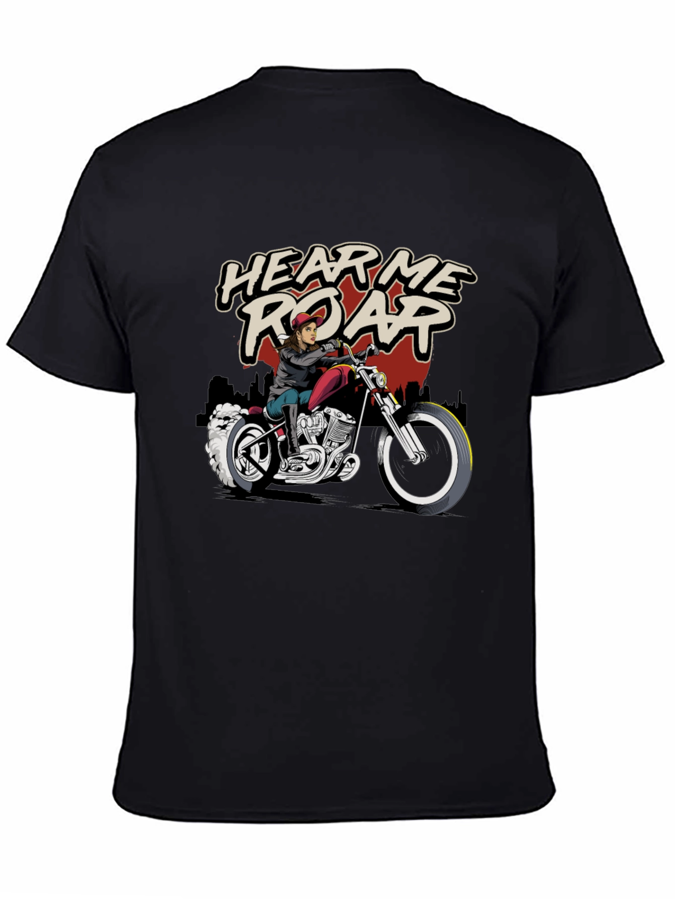 Hear Me Roar Biker T-Shirt - Black Cotton Tee - 4