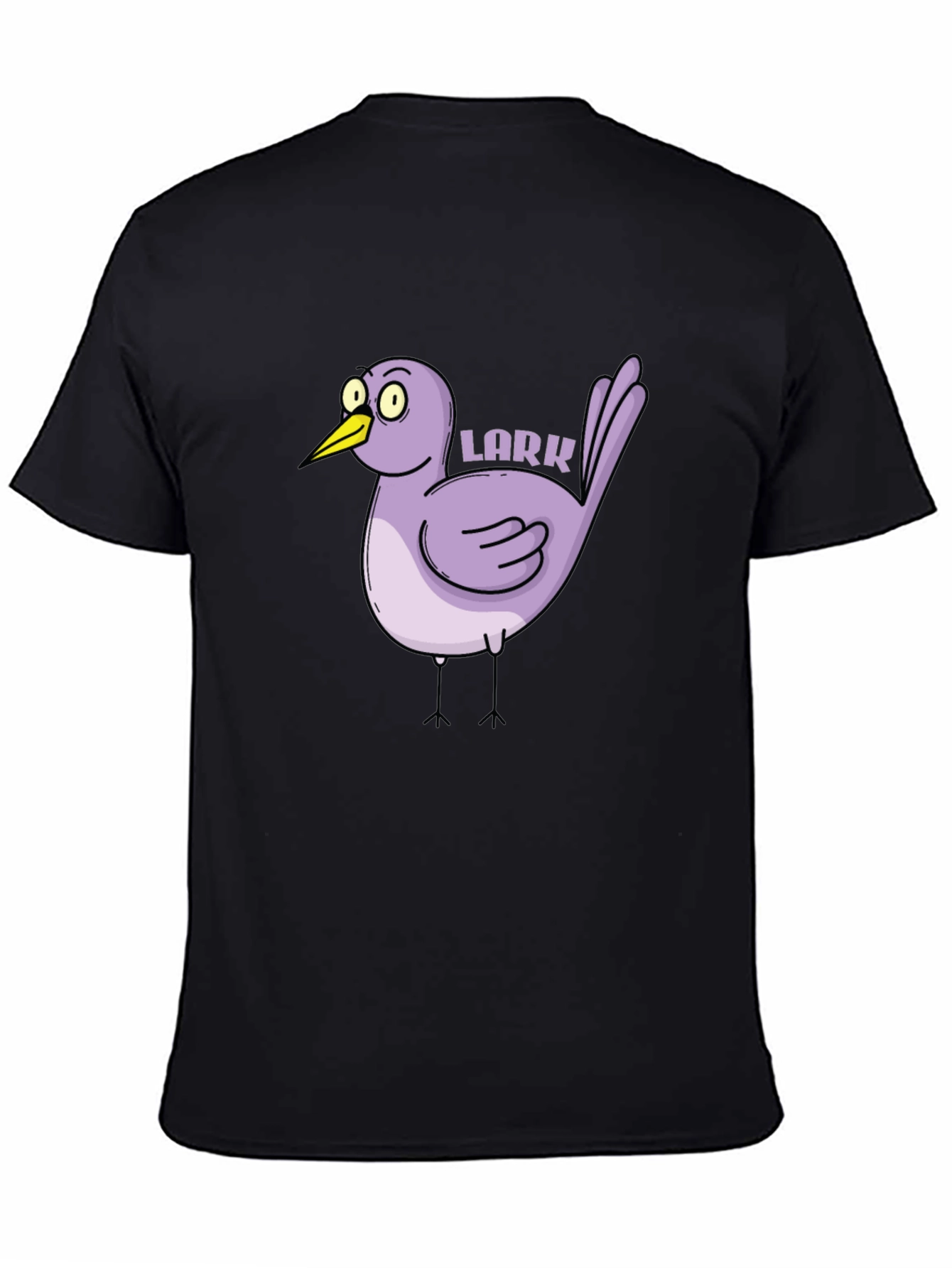 Black Cartoon Lark Bird Graphic Tee - Black view 4