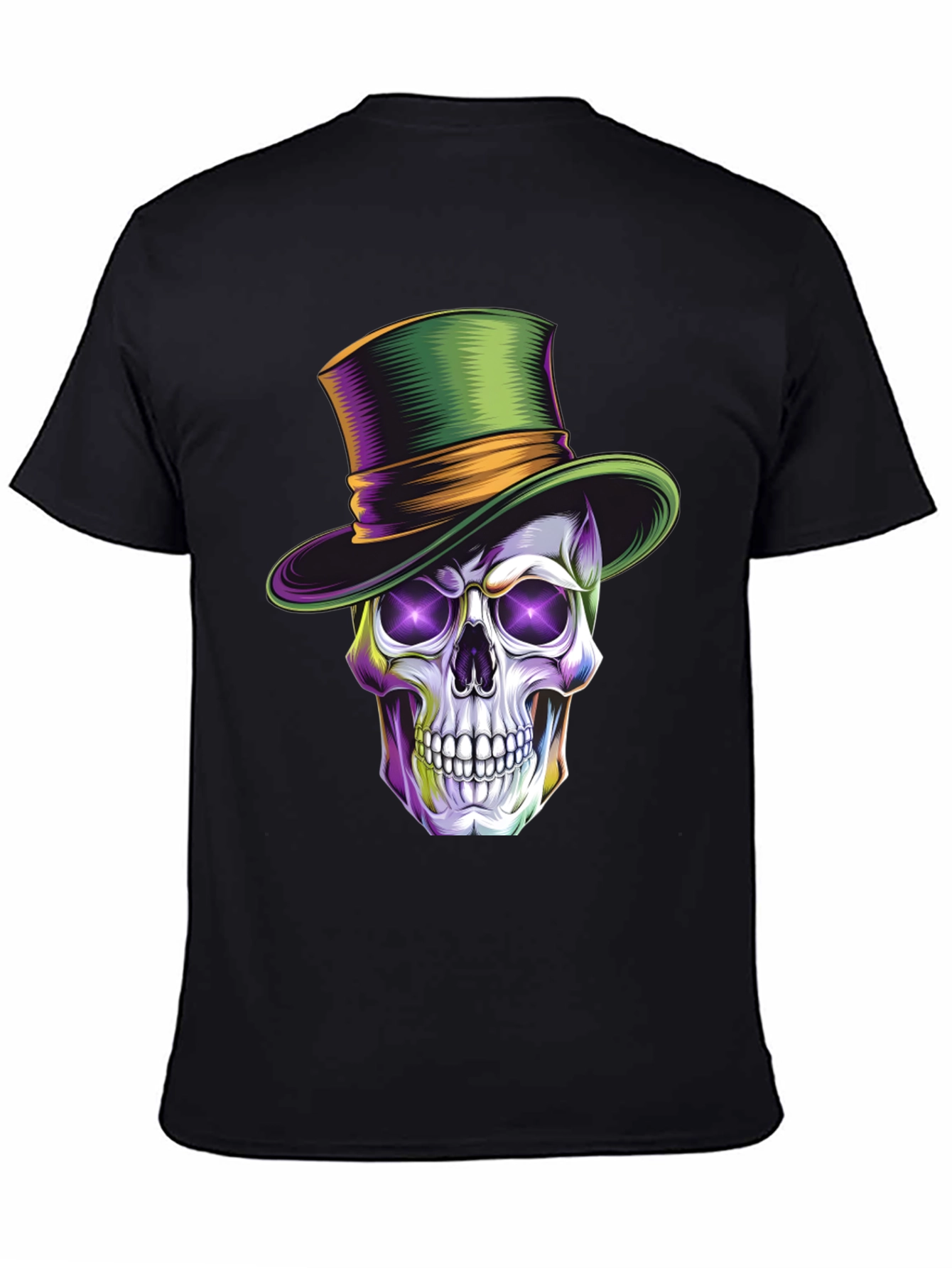 Black Skull with Top Hat Graphic T-Shirt view 4