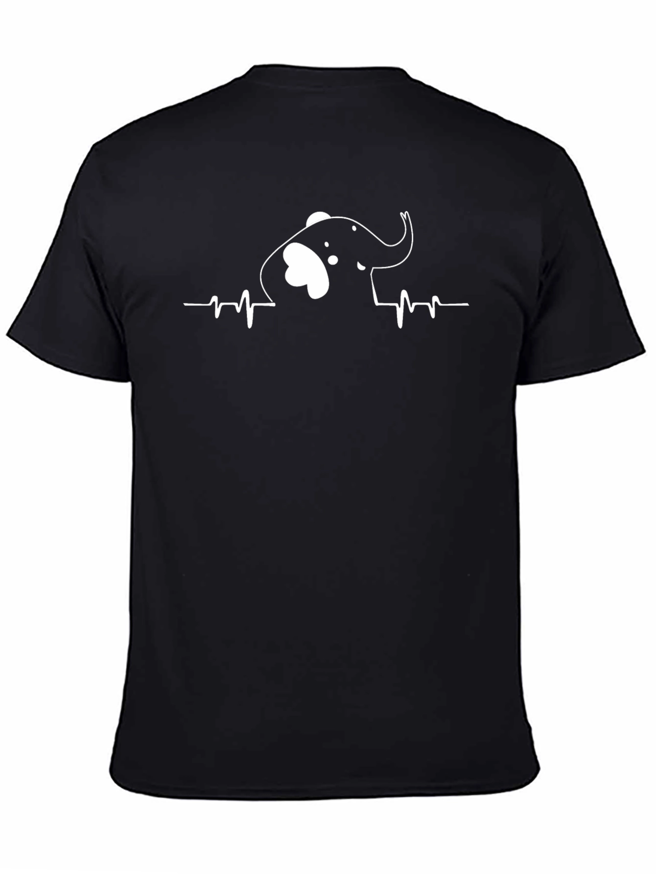Black Elephant Heartbeat Graphic Tee - Soft Black Cotton view 4