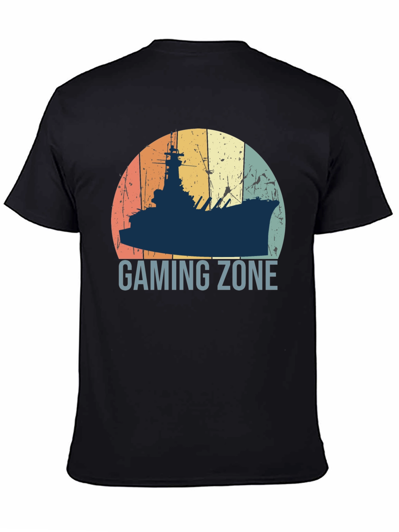 Black Gaming Zone Battleship T-Shirt - Retro Style view 4