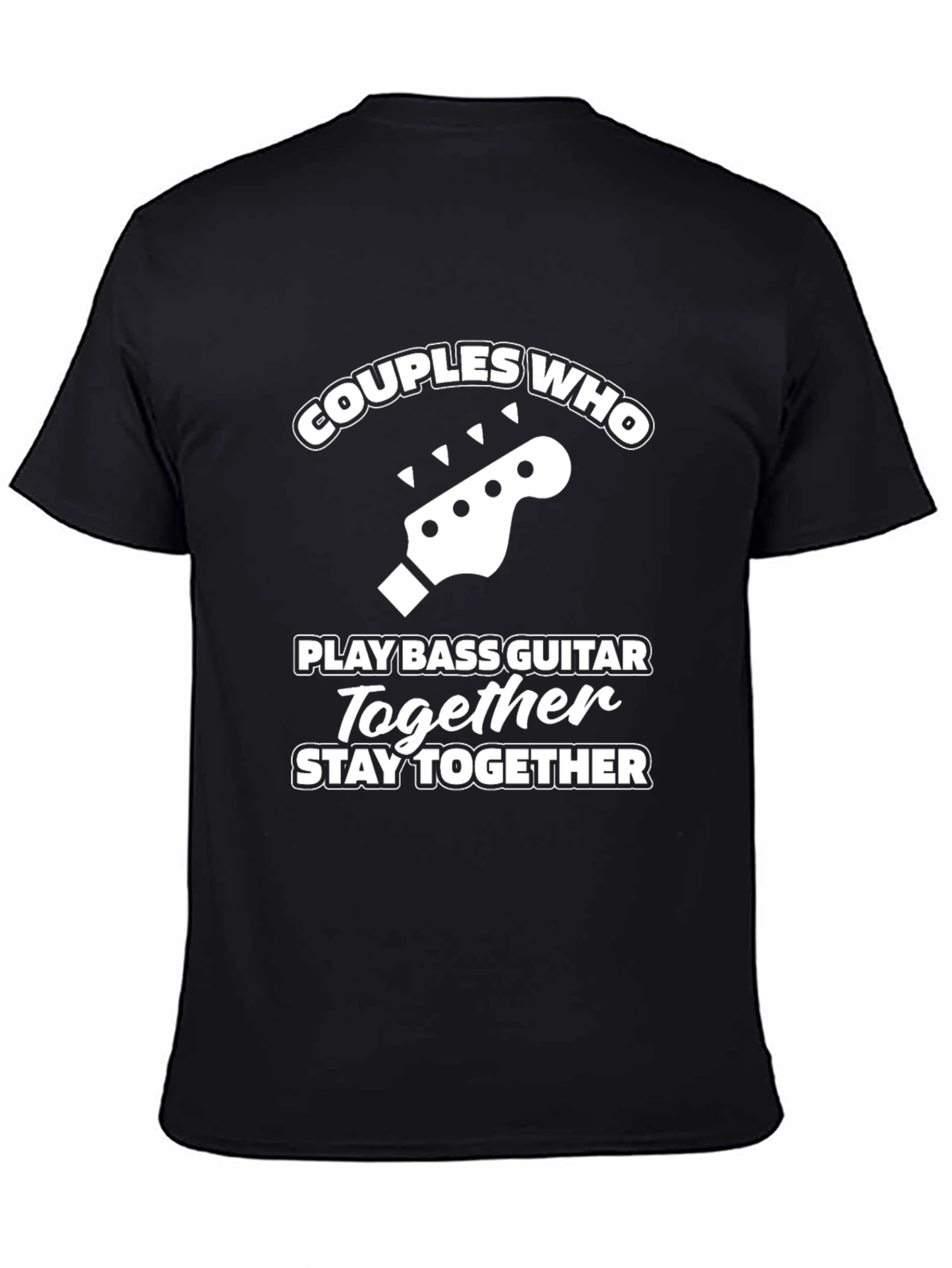 Black Couples Bass Guitar T-Shirt: Stay Together! view 4