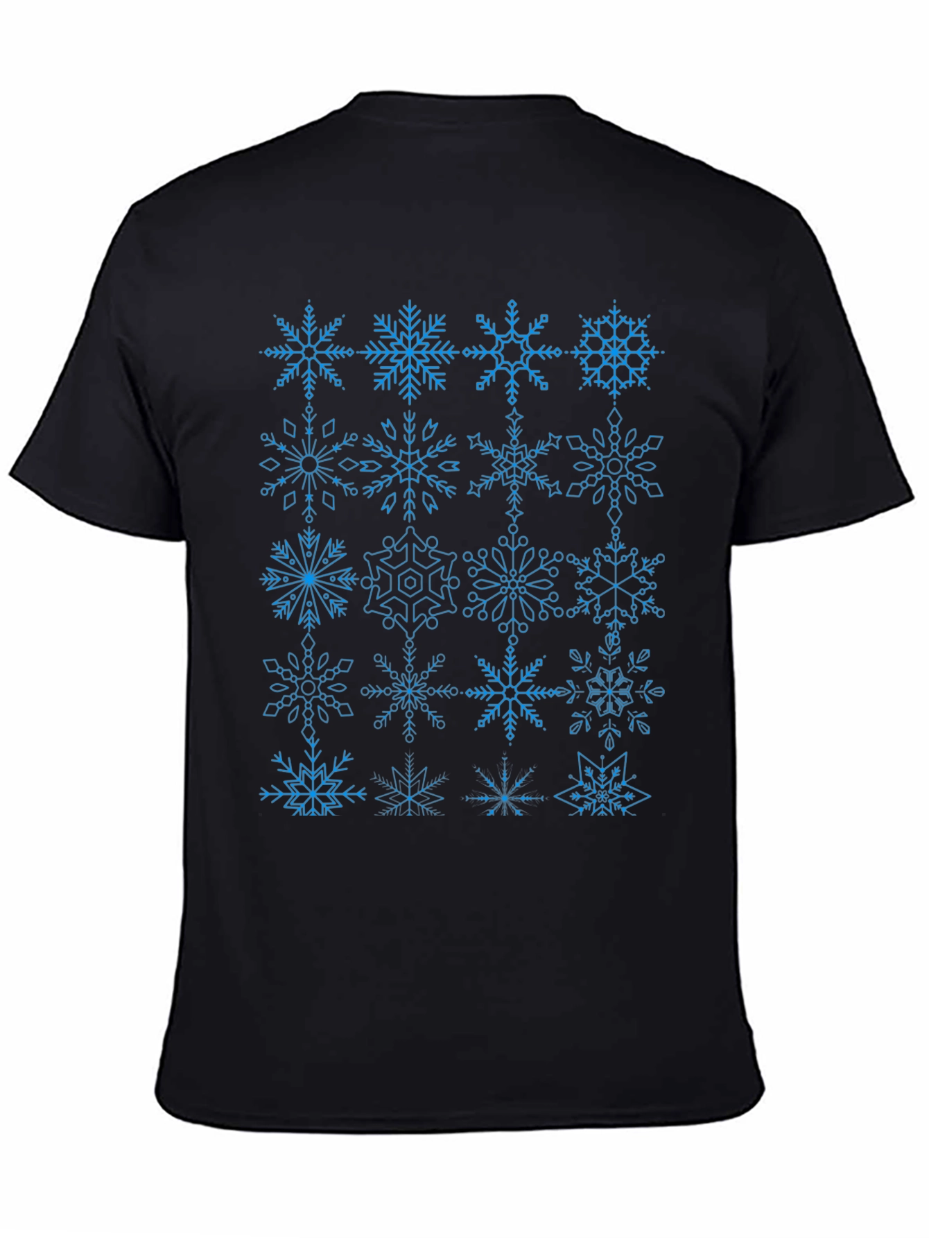Black Snowflake Pattern Black T-Shirt view 4