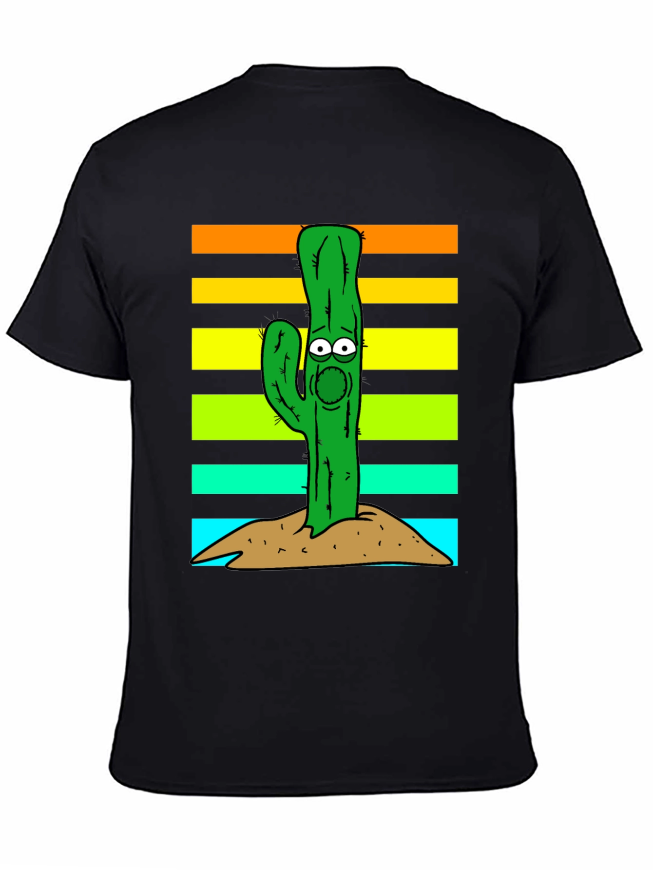 Black Cartoon Cactus Graphic T-Shirt view 4