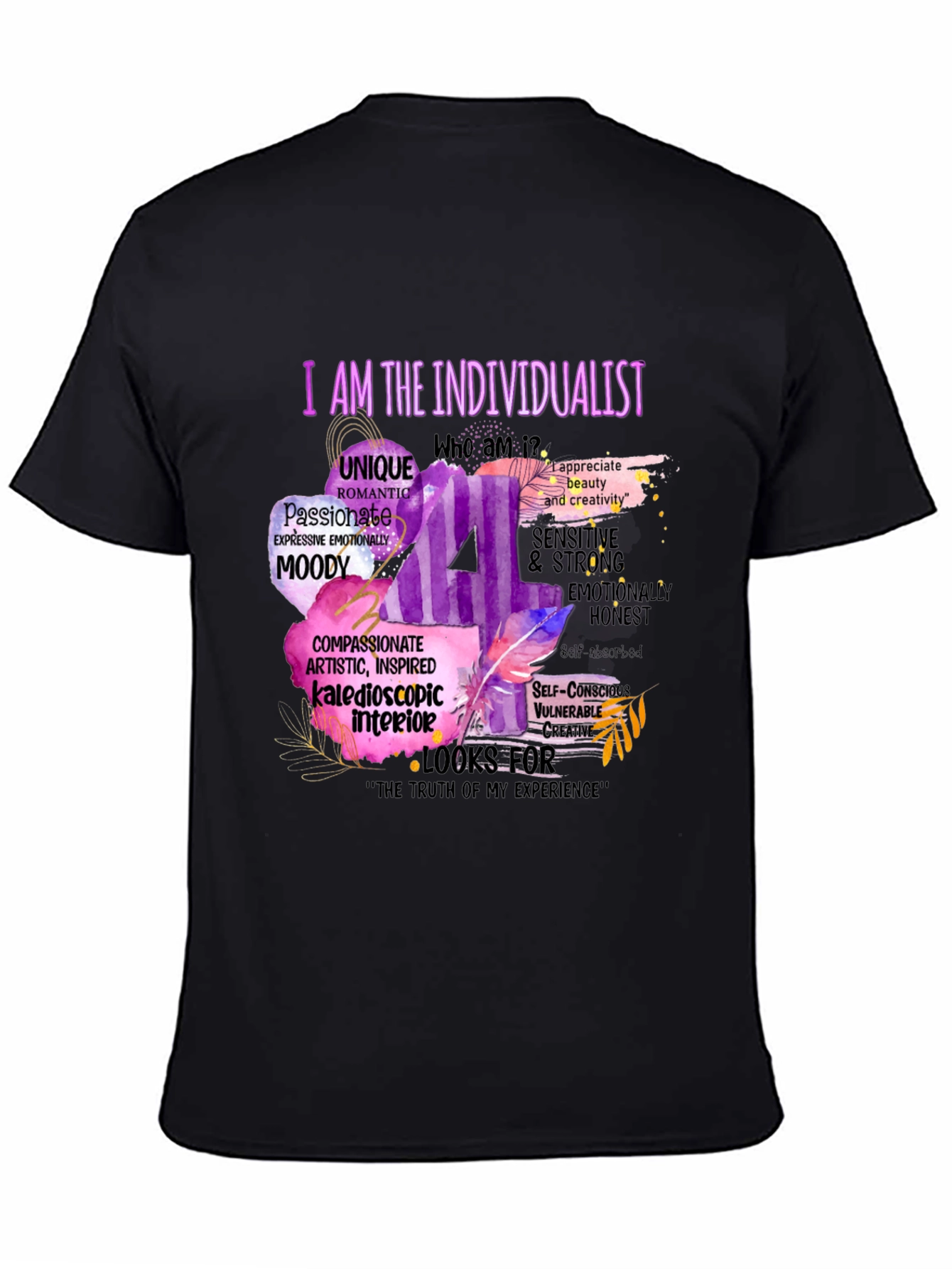 Black Individualist Graphic T-Shirt - Express Yourself! view 4