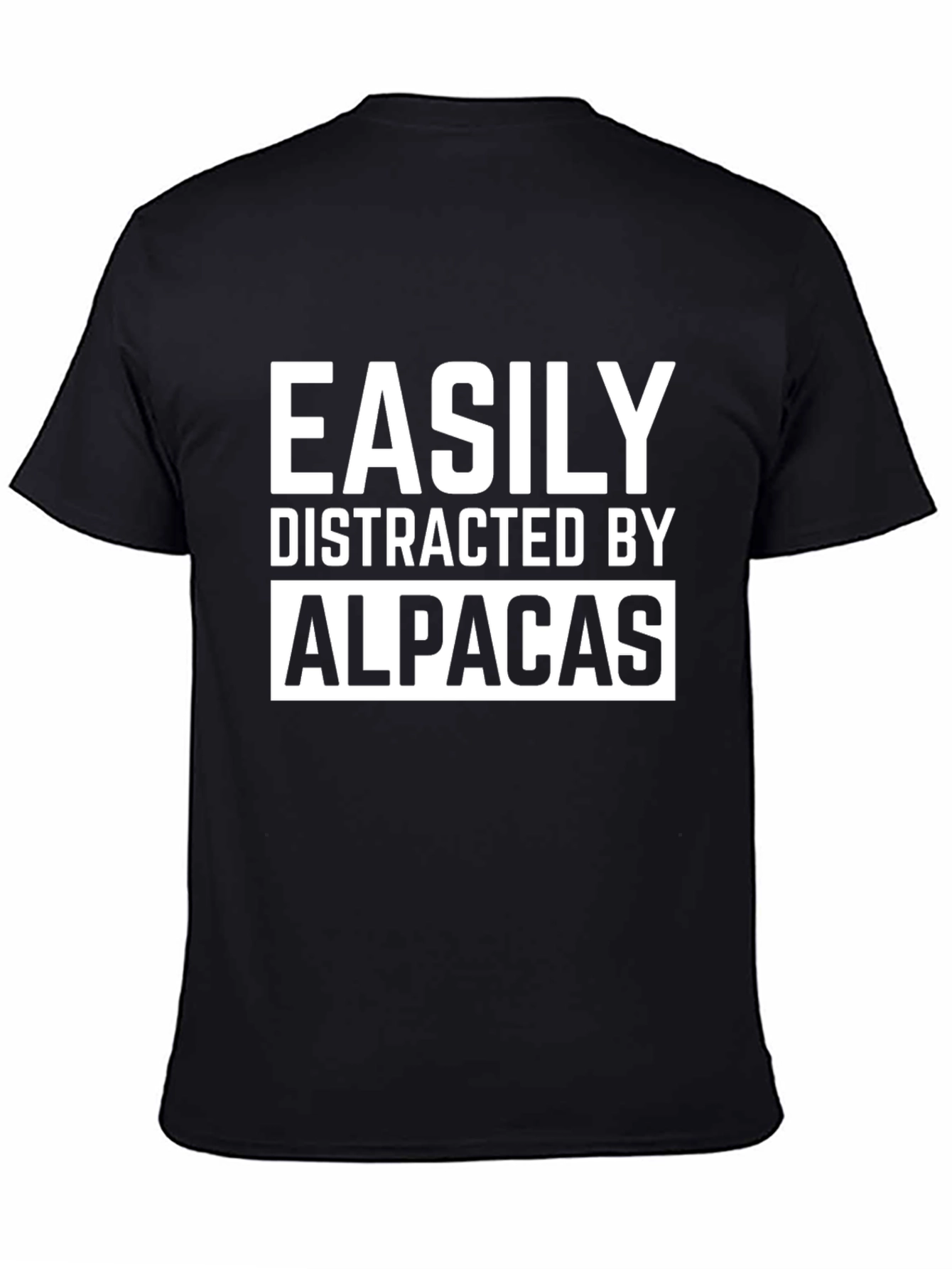 Black Easily Distracted By Alpacas Black Graphic T-Shirt view 4