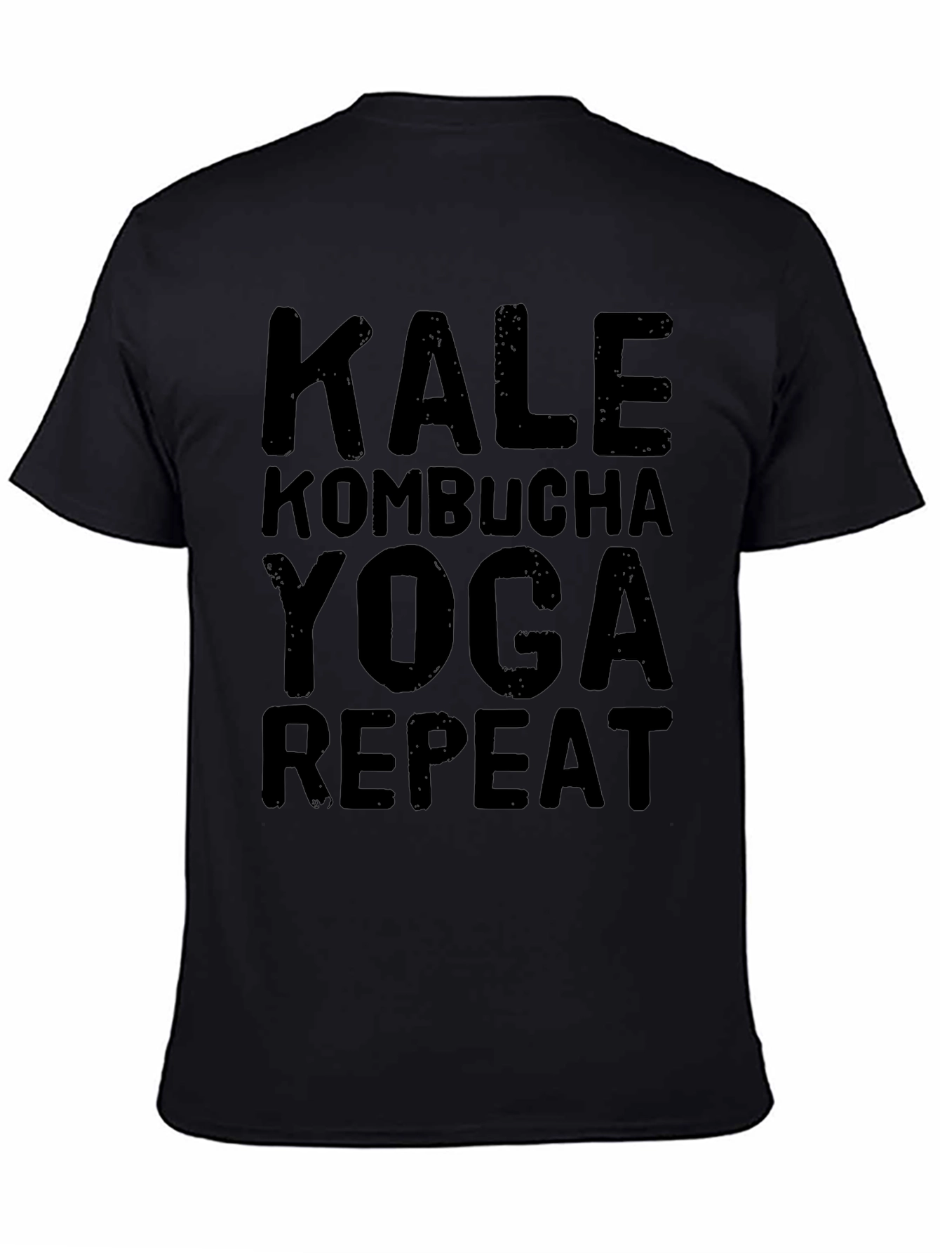 Black Kale Kombucha Yoga Repeat Black Graphic T-Shirt view 4