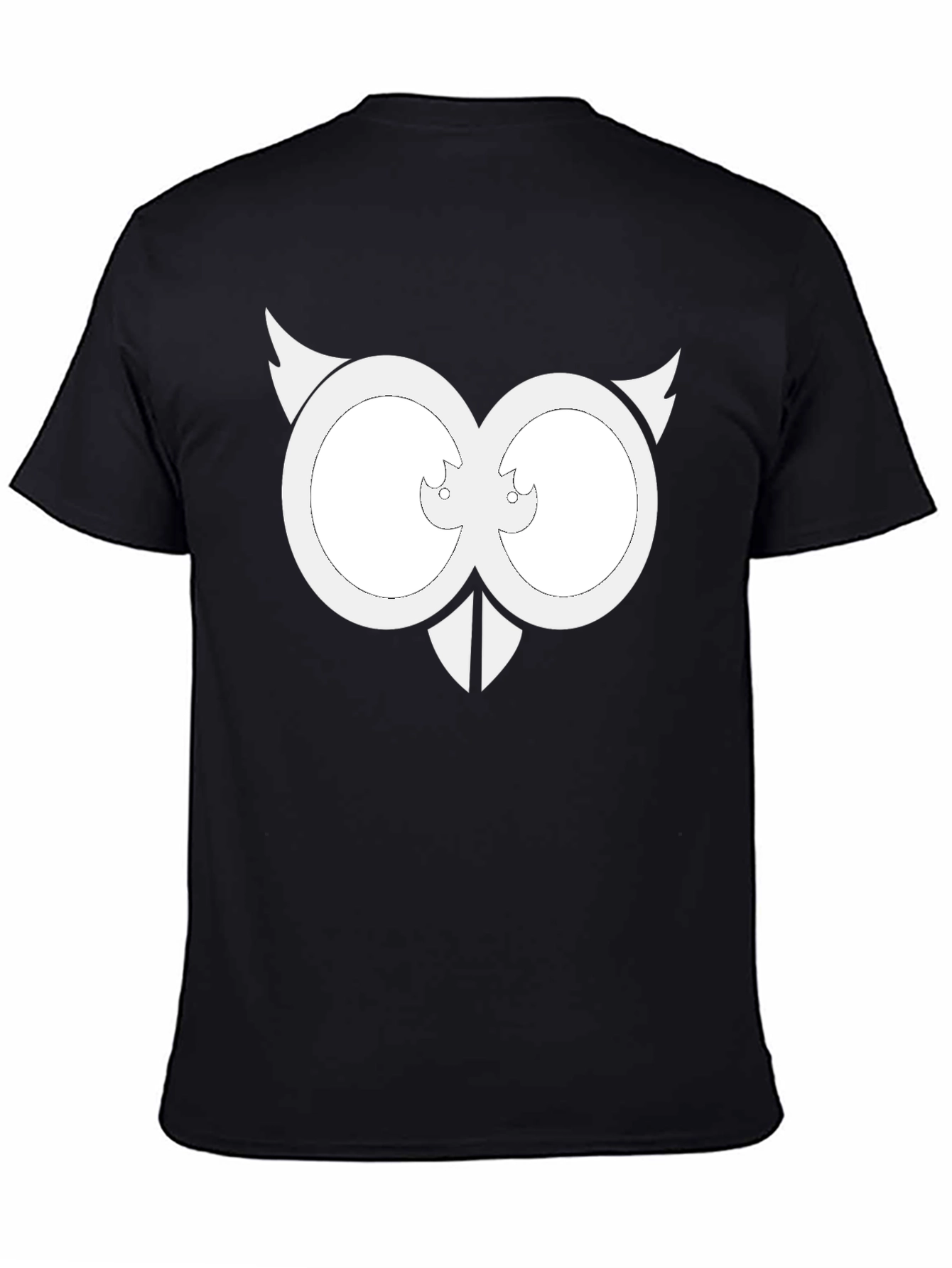 Black Cool Owl Eyes Graphic Black T-Shirt view 4