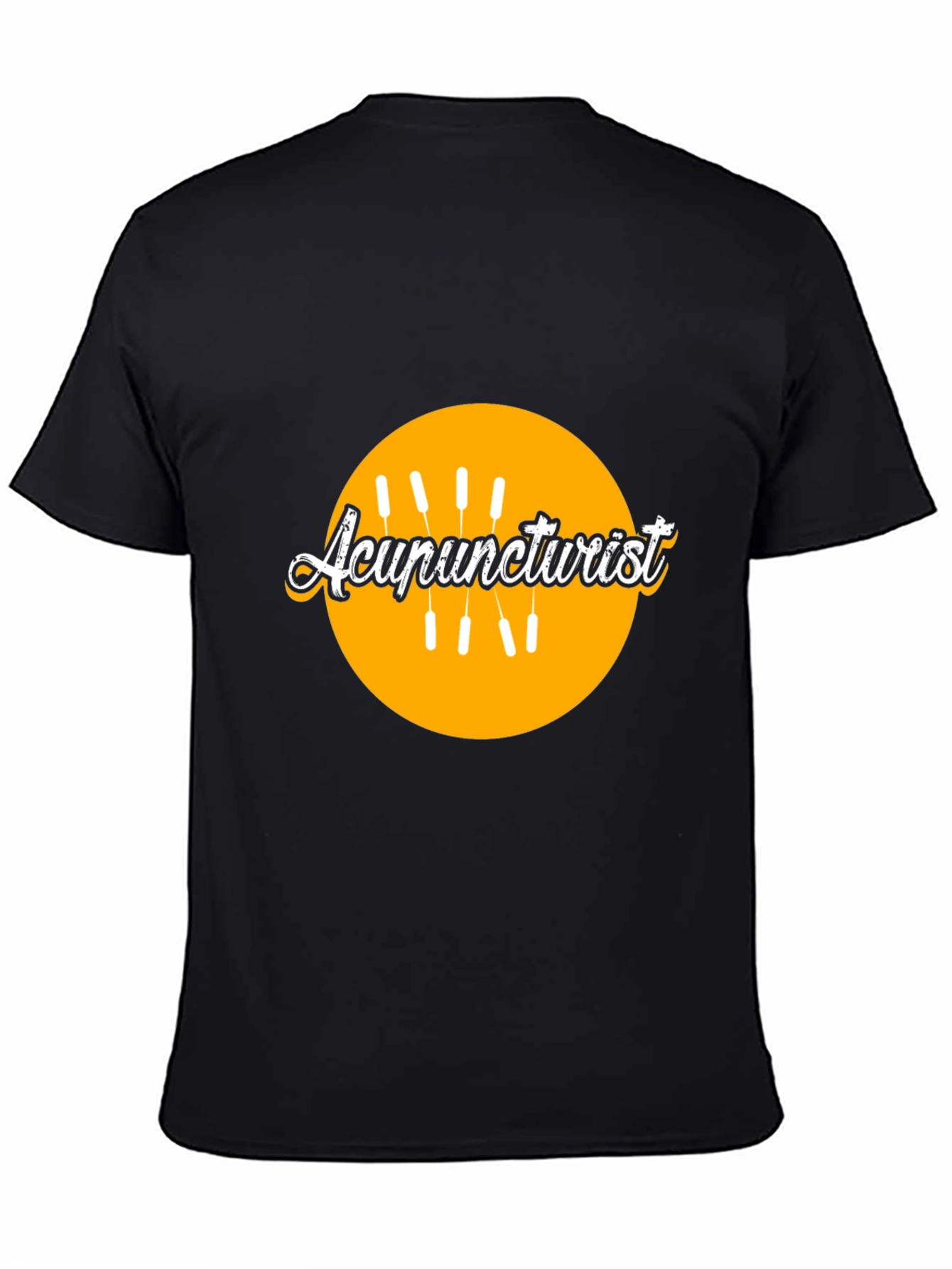 Black Acupuncturist Black T-Shirt with Graphic Design view 4