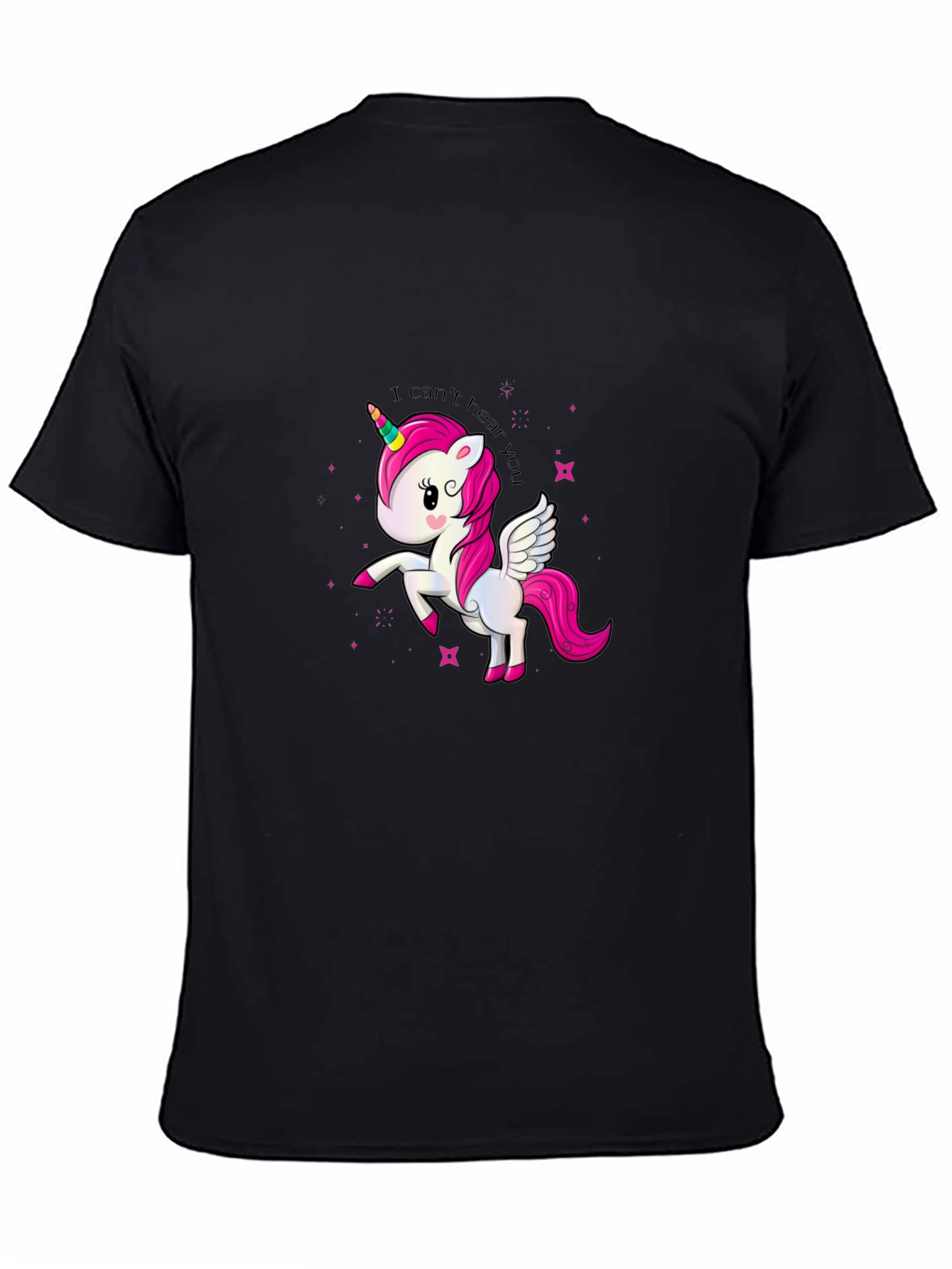 Black Funny Unicorn T-Shirt - I Can't Hear You! view 4