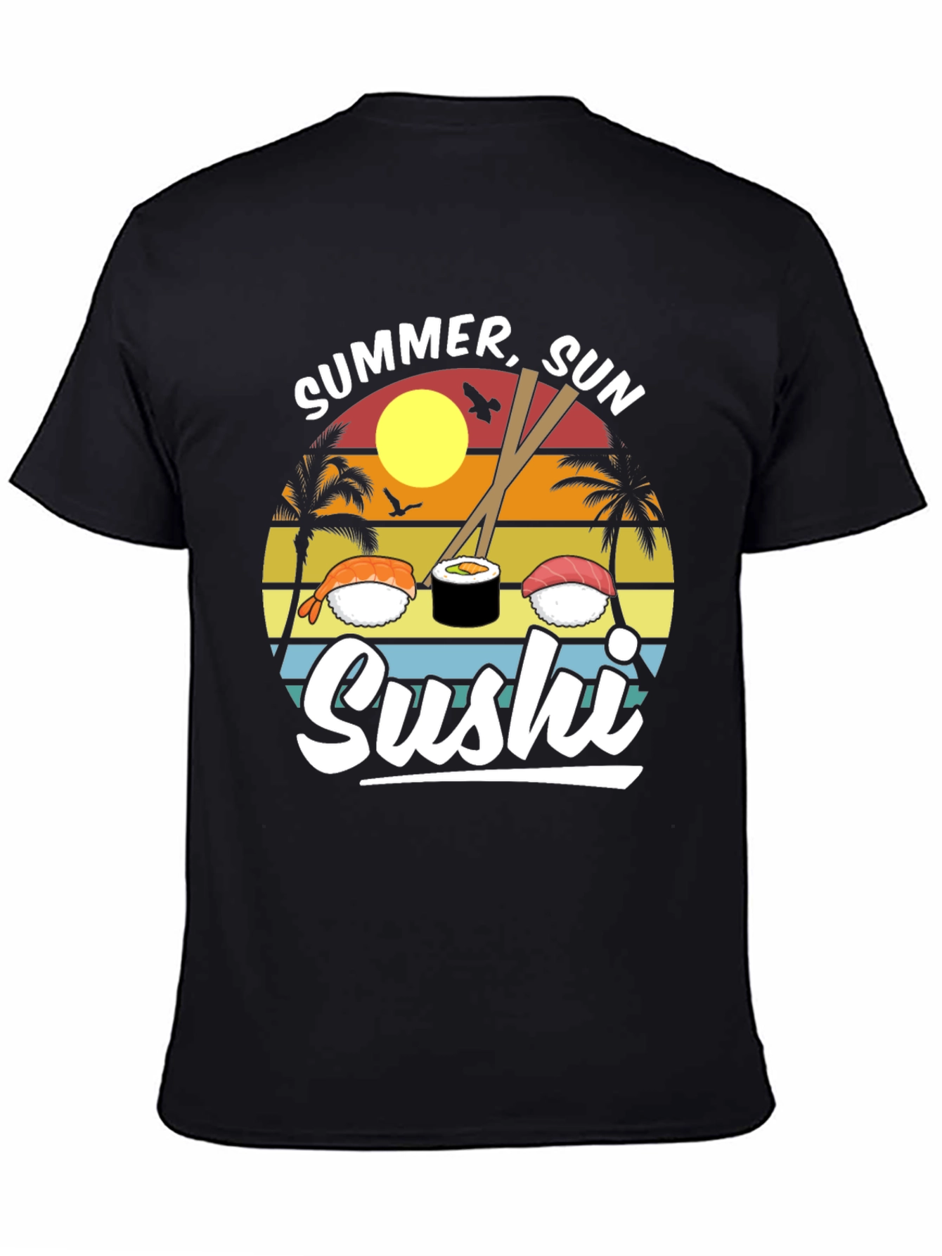 Black Summer Sun Sushi Graphic Tee view 4