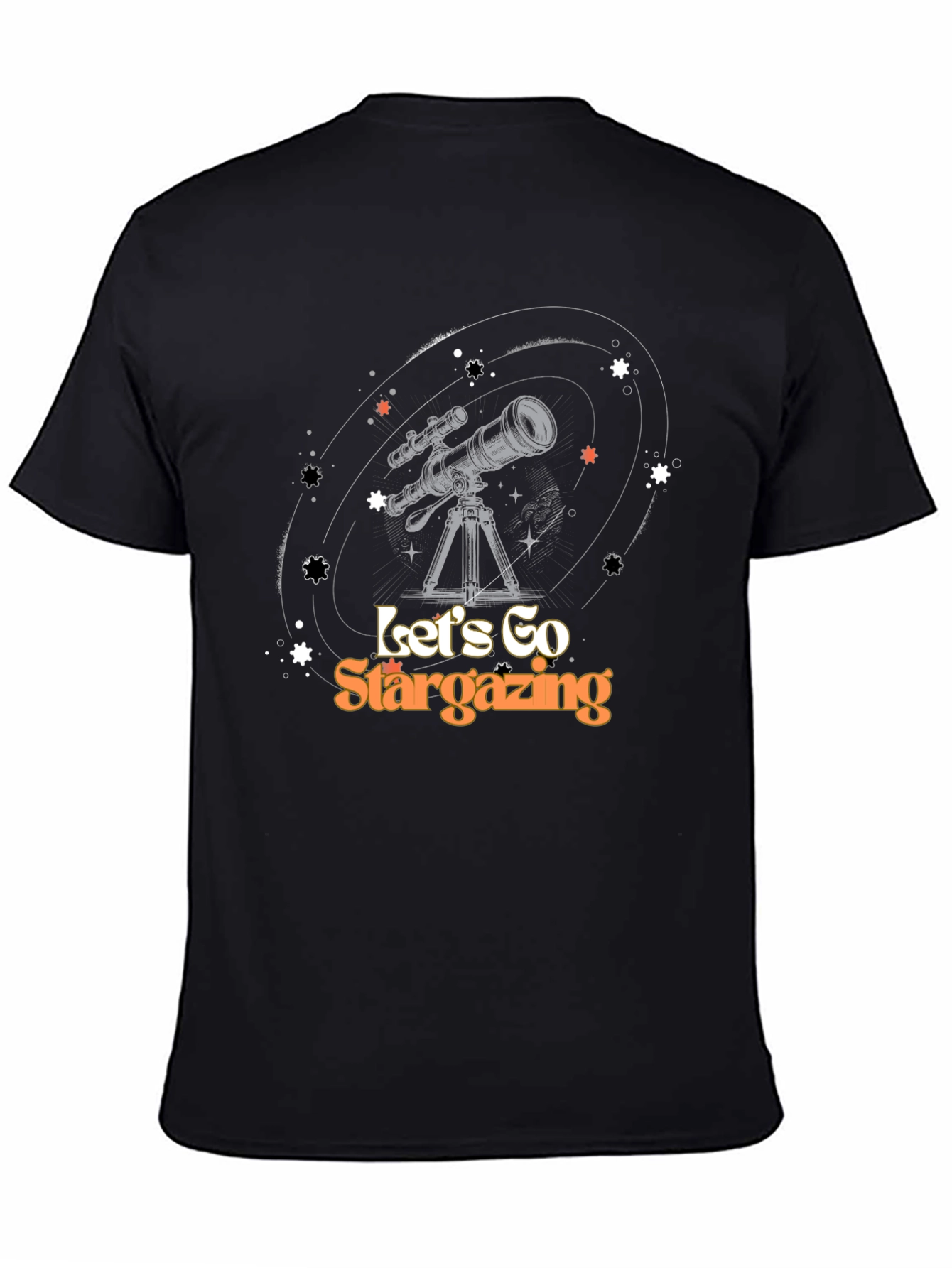 Black Stargazing Graphic Tee - Astronomy Lover Shirt view 4