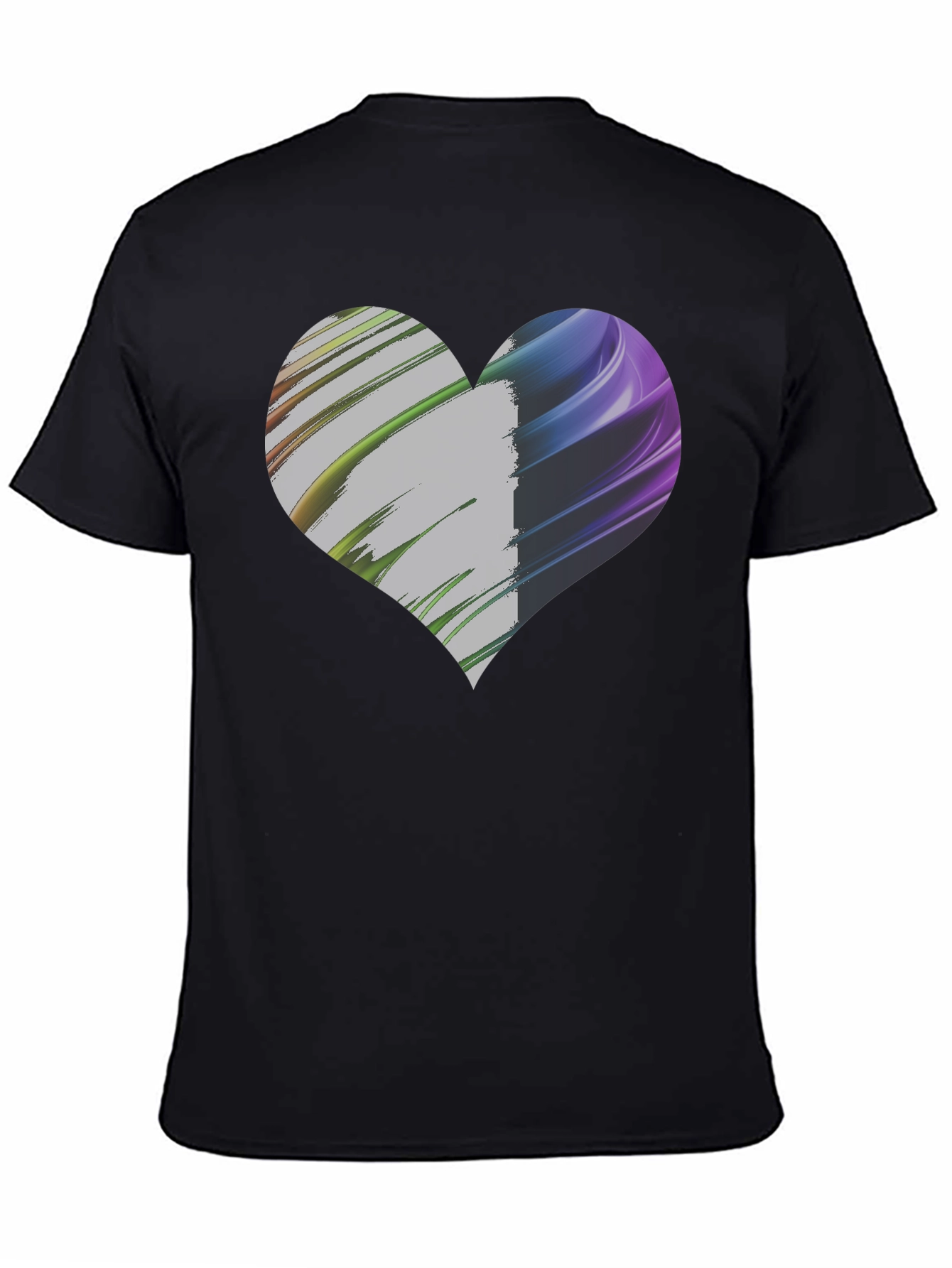 Black Heart Design Black Cotton Casual Tee view 4