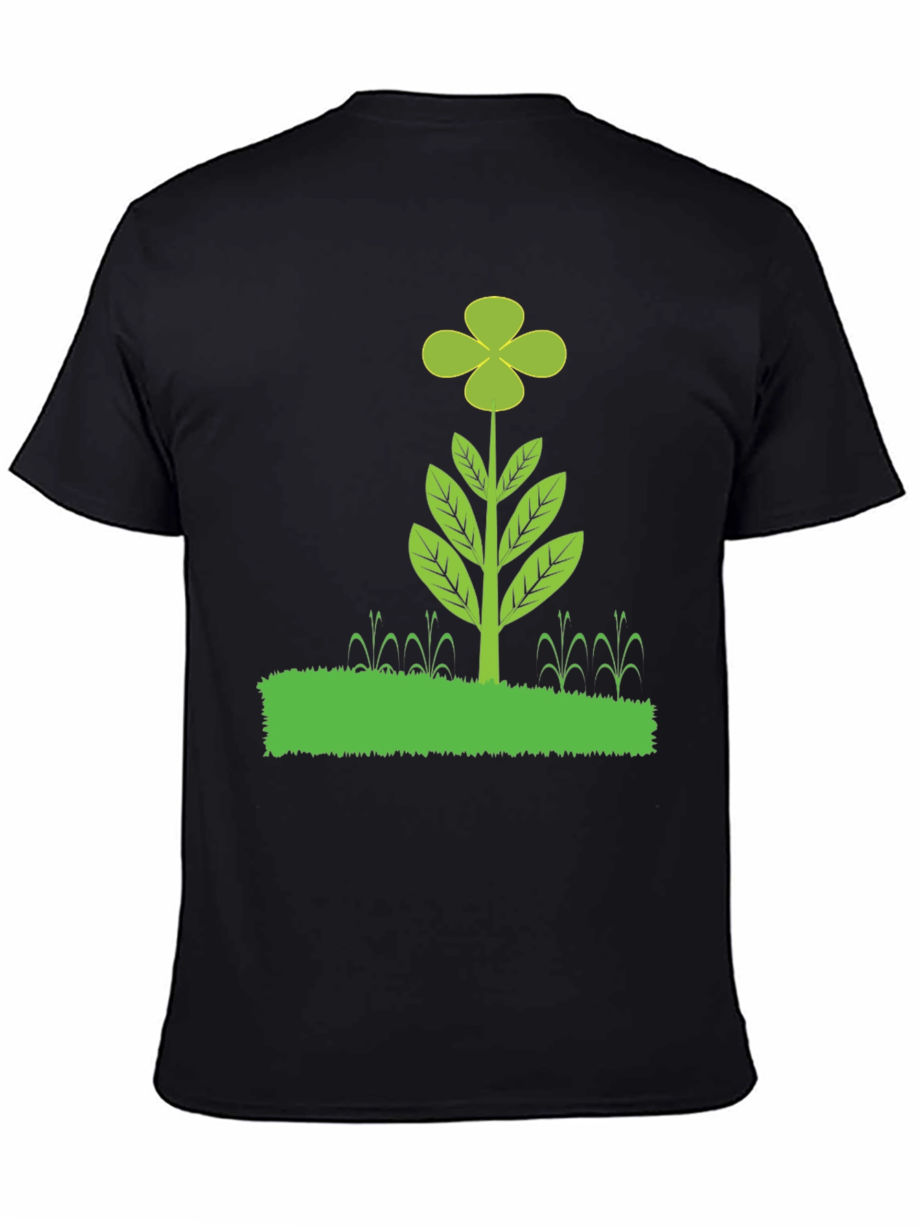 Black Clover Plant Graphic T-Shirt - Black Cotton Blend view 4
