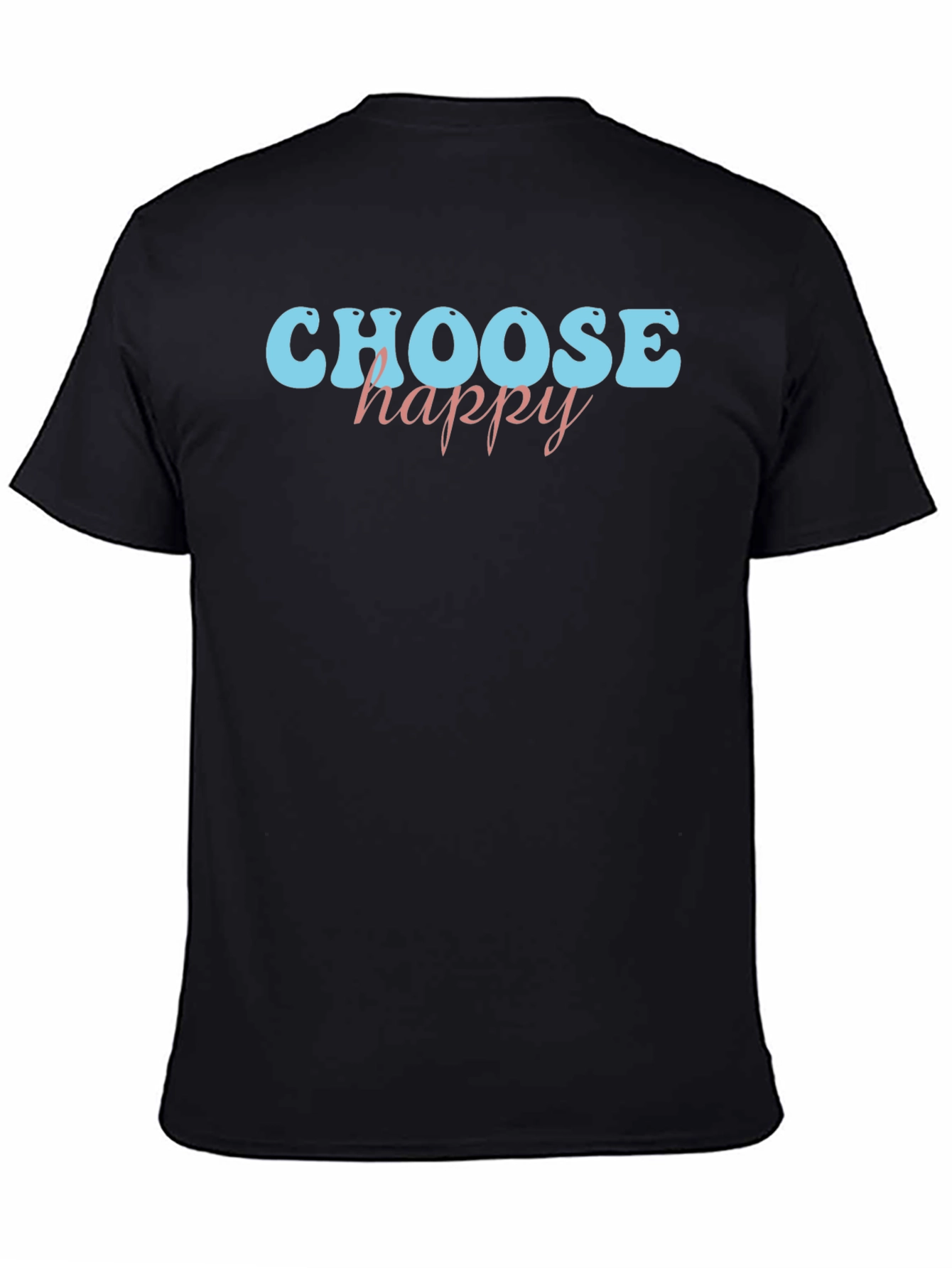 Black Choose Happy Graphic Tee - Black Cotton Casual Shirt view 4