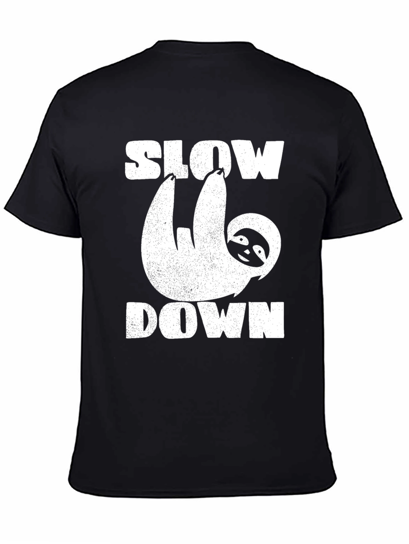 Black Slow Down Sloth Graphic T-Shirt view 4
