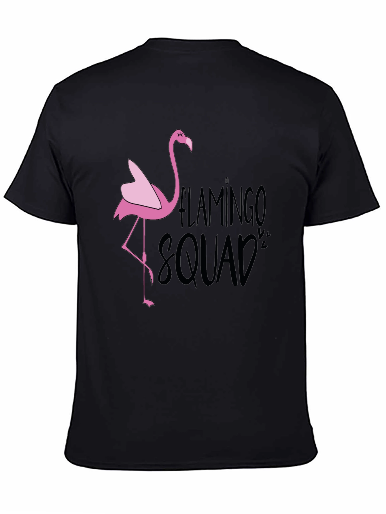 Flamingo Squad Graphic T-Shirt - Black Casual Tee - 4