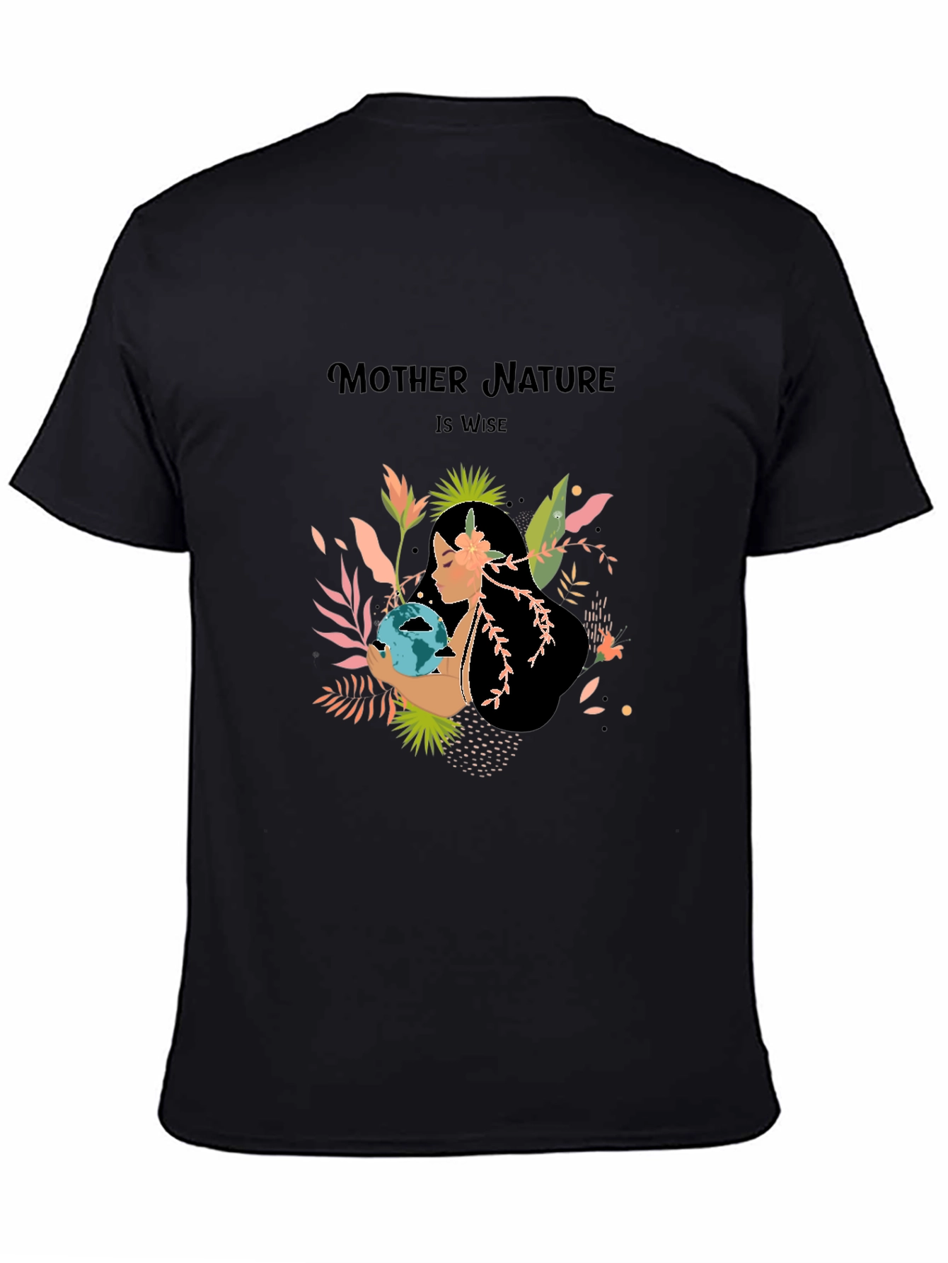 Black Mother Nature T-Shirt - Earth Day Apparel view 4