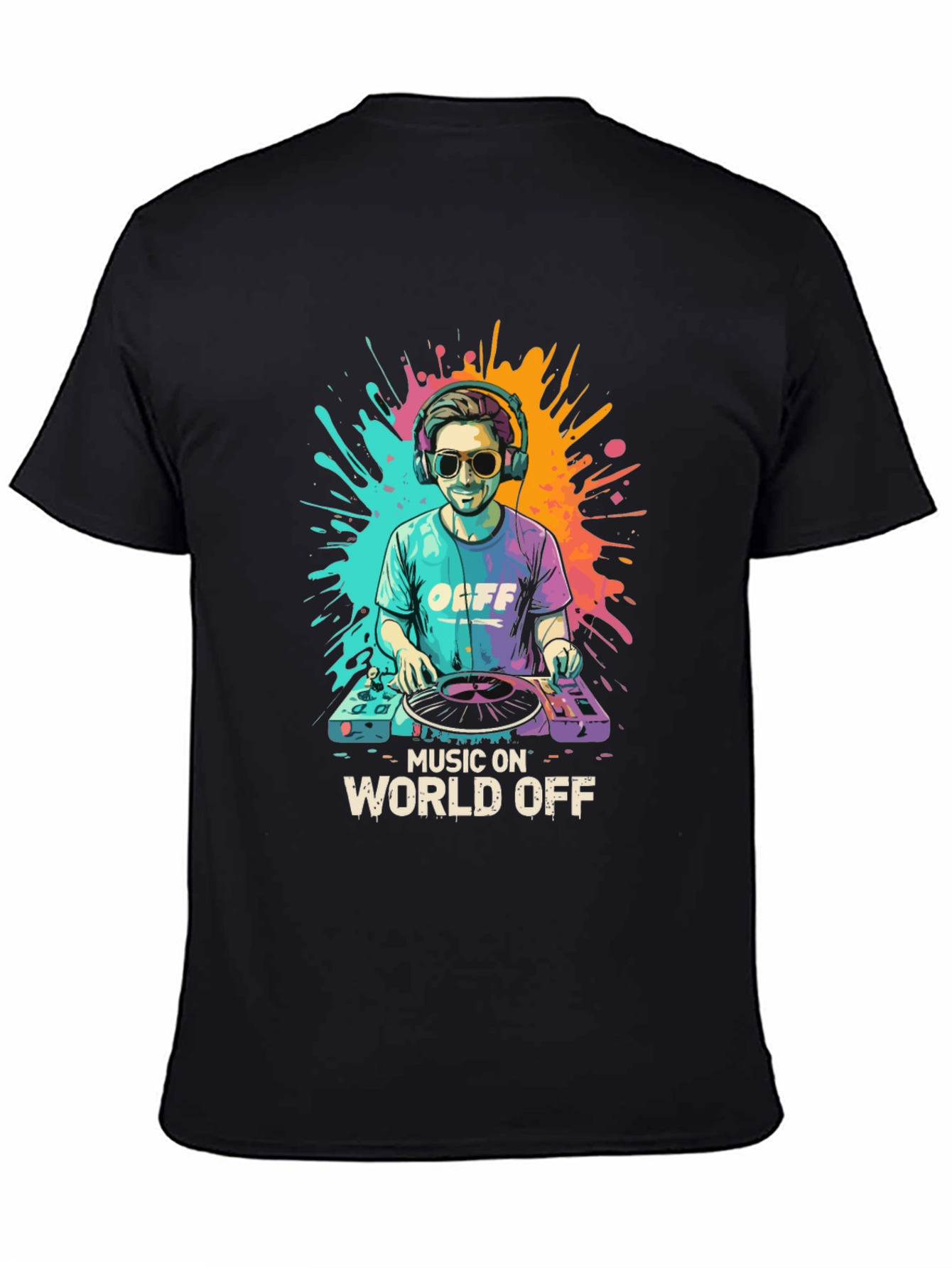 Black Music On World Off DJ Graphic Tee - Stylish Black T-Shirt view 4