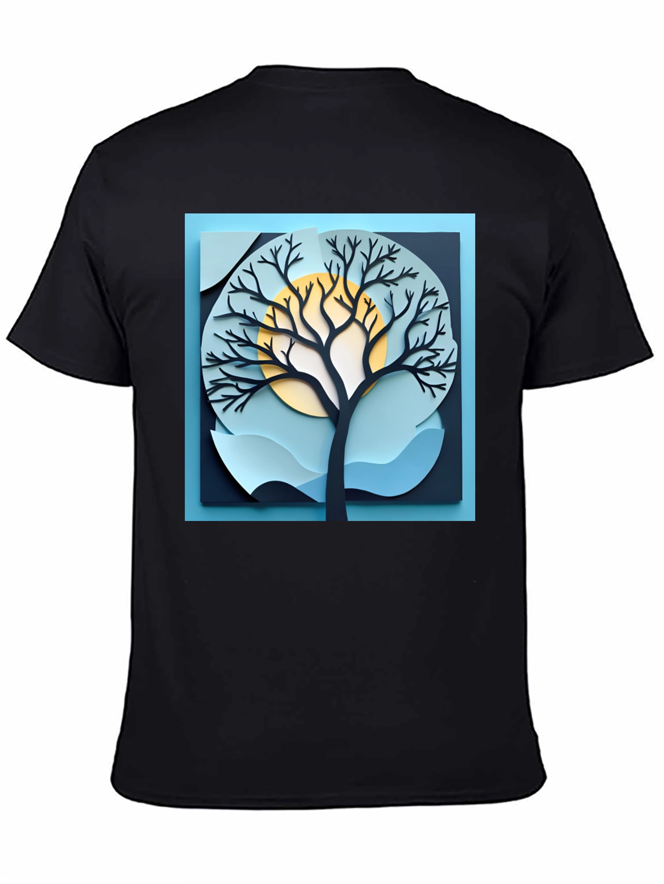 Black Stylish Tree Graphic Black T-Shirt view 4