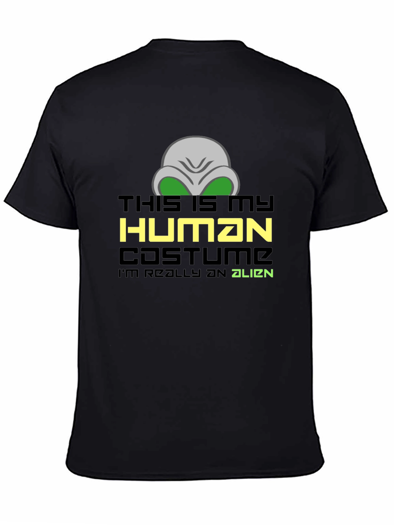 Black This Is My Human Costume Alien Graphic Tee view 4