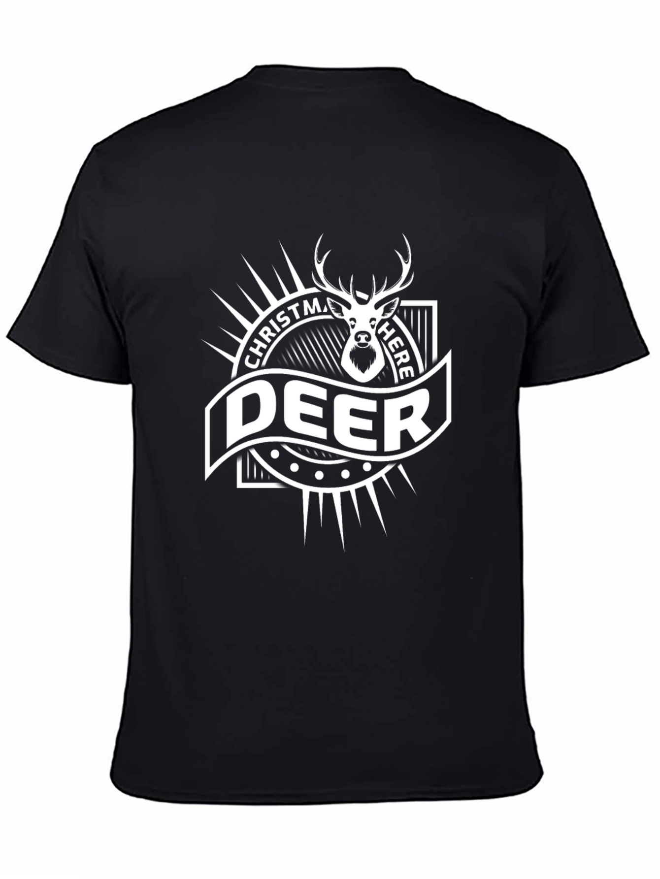Black Christmas Deer Here Graphic Tee view 4
