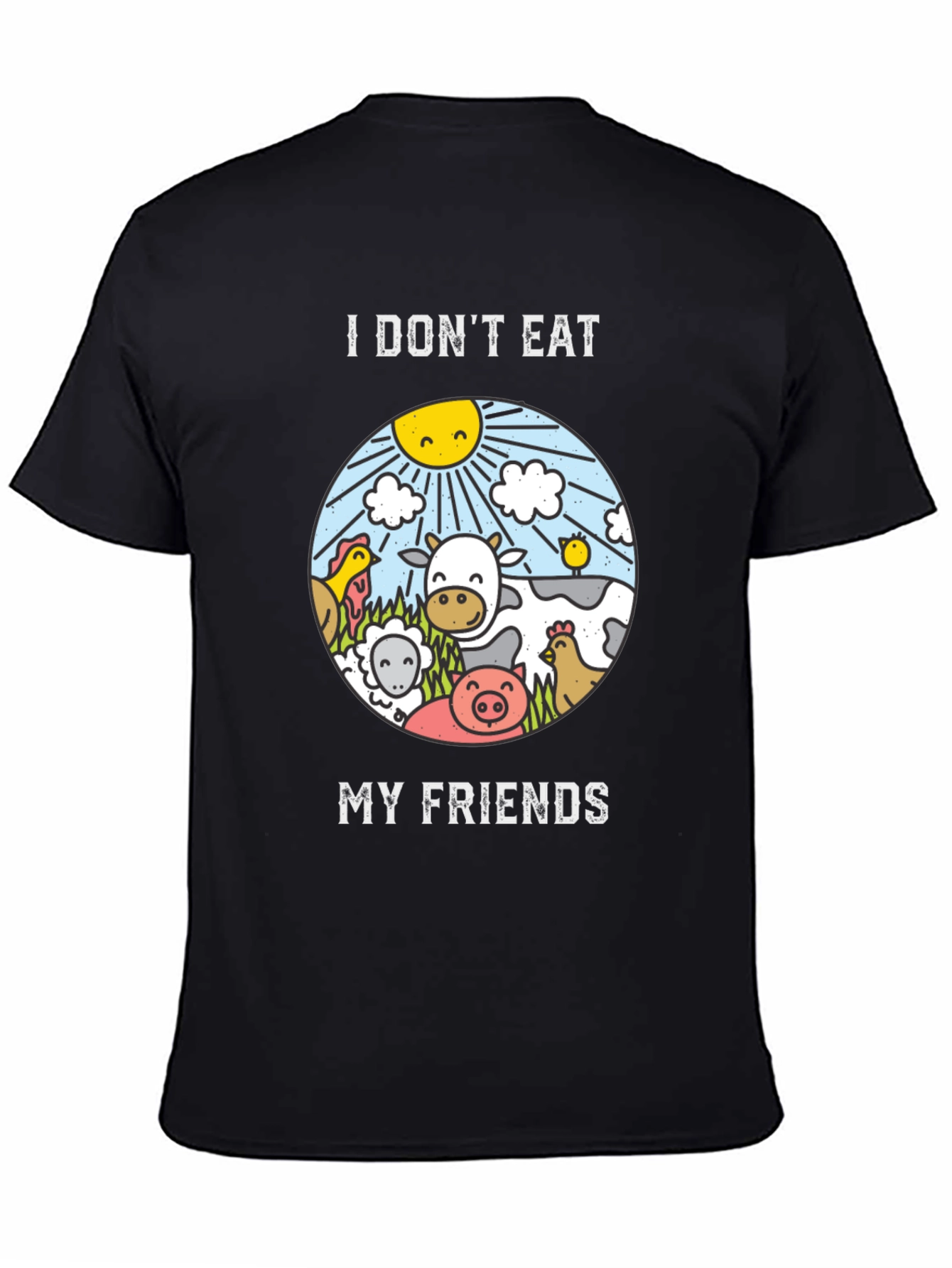 Black Vegan T-Shirt: I Don't Eat My Friends, Cruelty-Free Apparel view 4