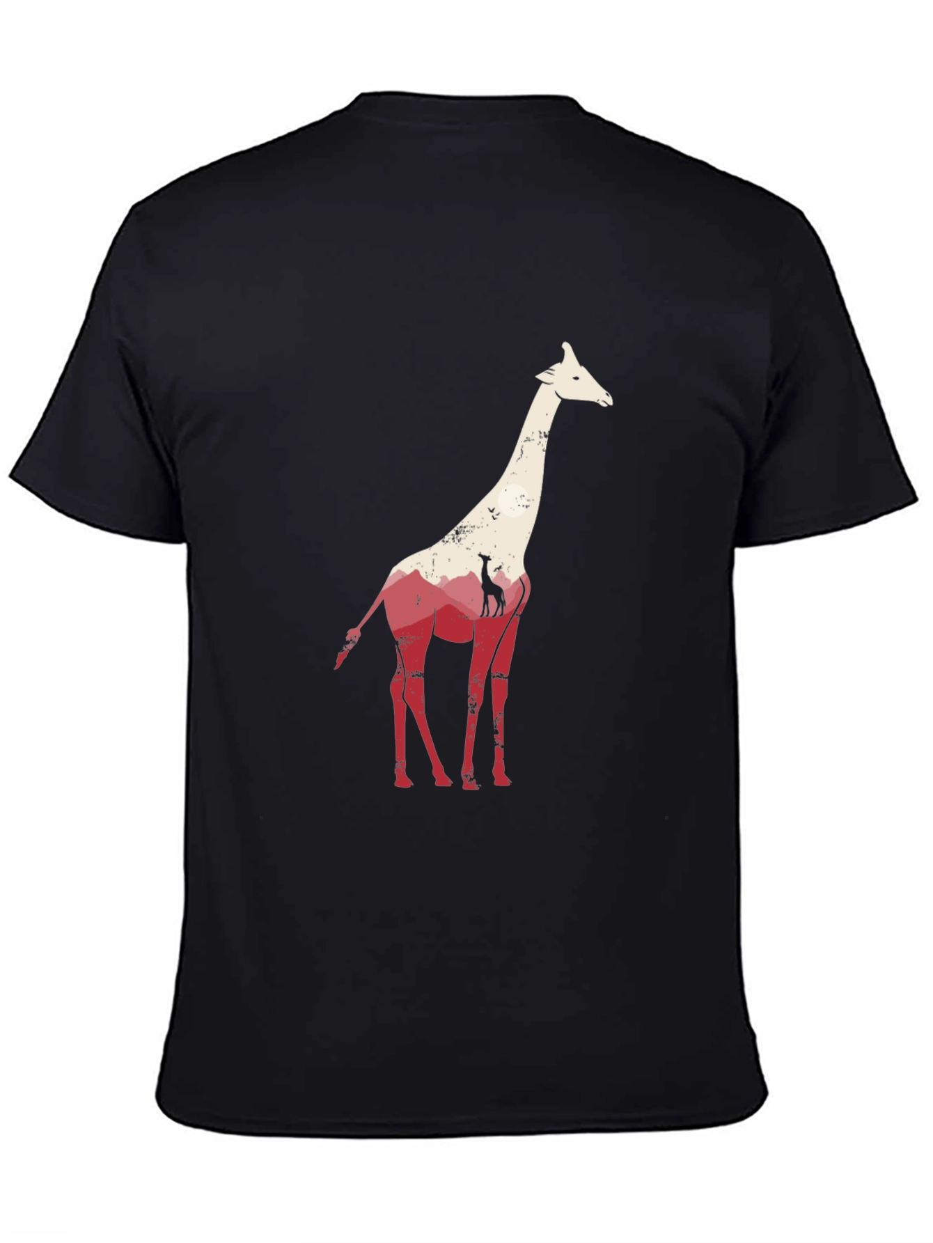 Black Giraffe Graphic Tee - Unique Animal Silhouette T-Shirt view 4