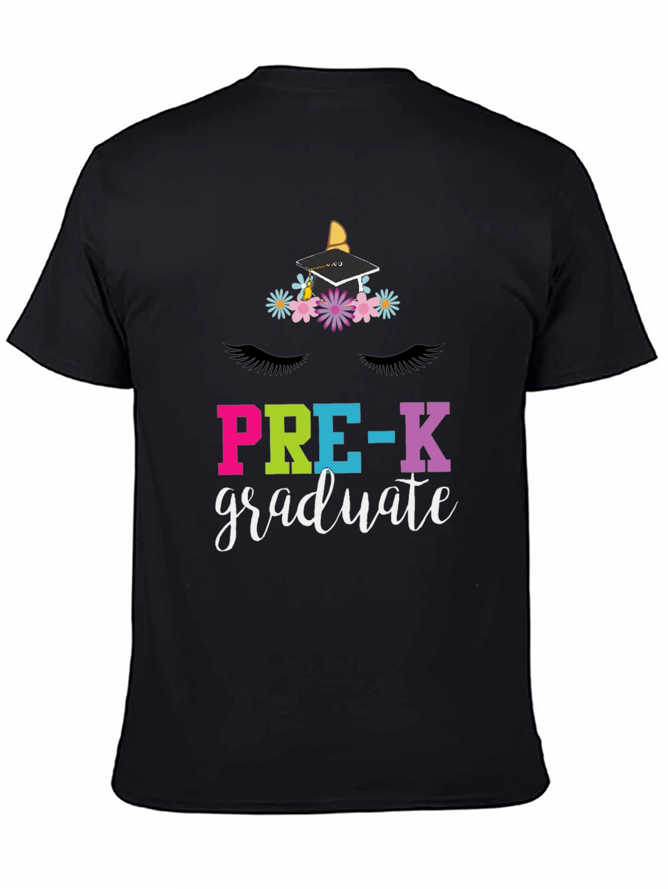 Black Pre-K Graduate Unicorn T-Shirt - Kids Graduation view 4
