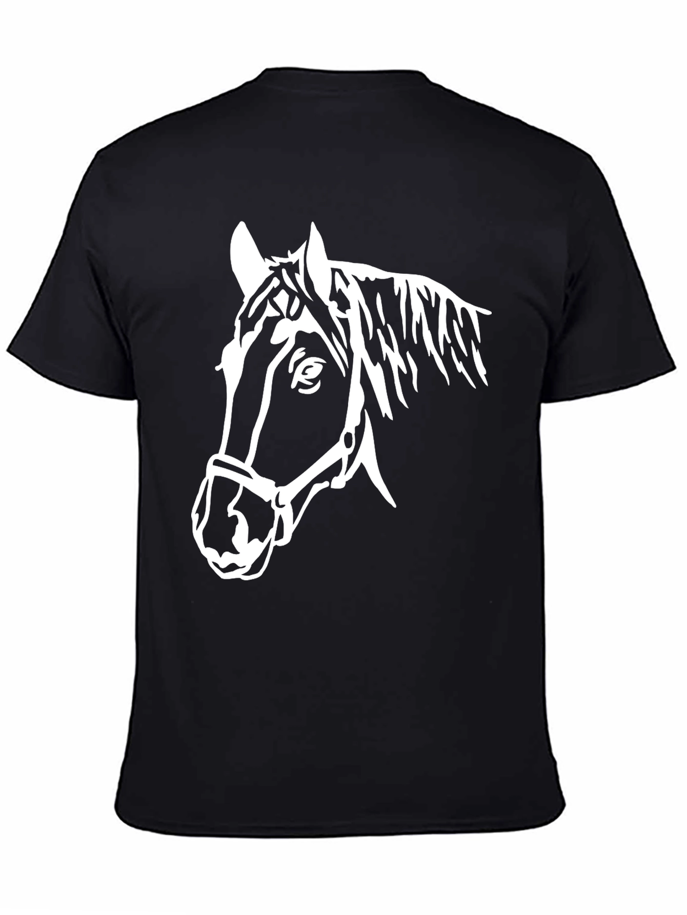 Black Black T-Shirt with White Horse Head Graphic view 4