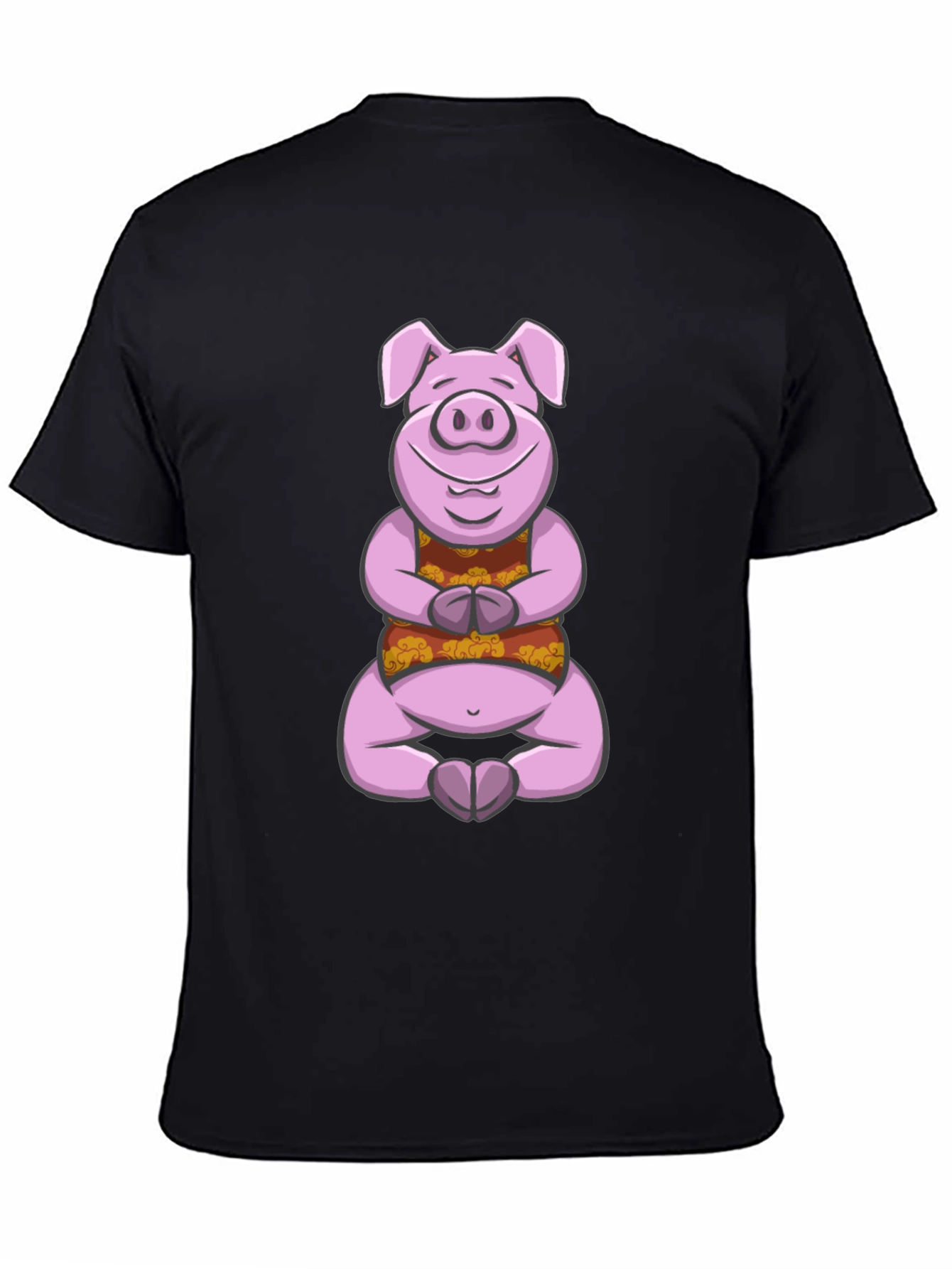 Black Meditating Pig Graphic Tee - Funny Yoga Shirt view 4
