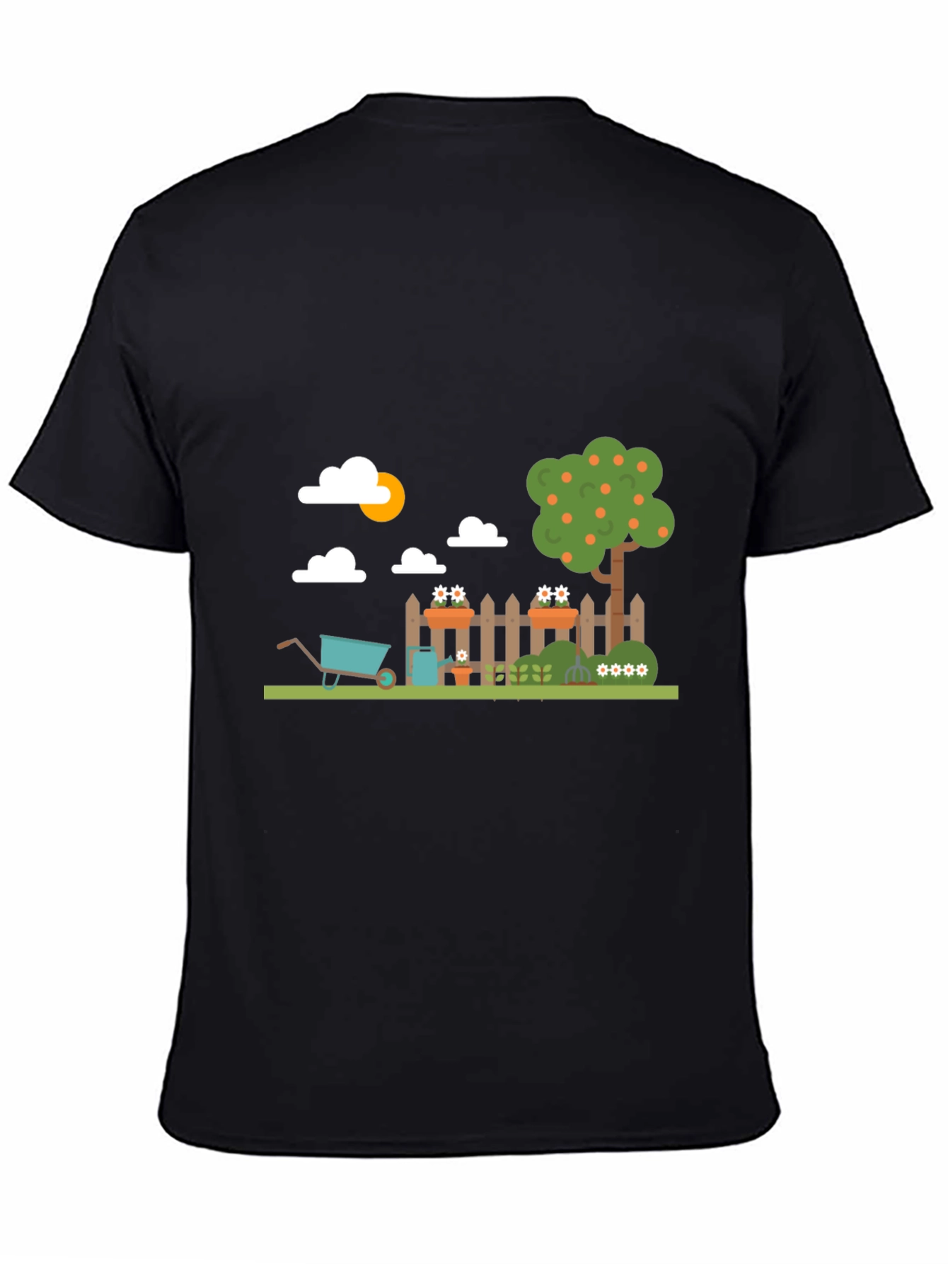 Black Gardening Fun Graphic Tee - Black Cotton Casual view 4
