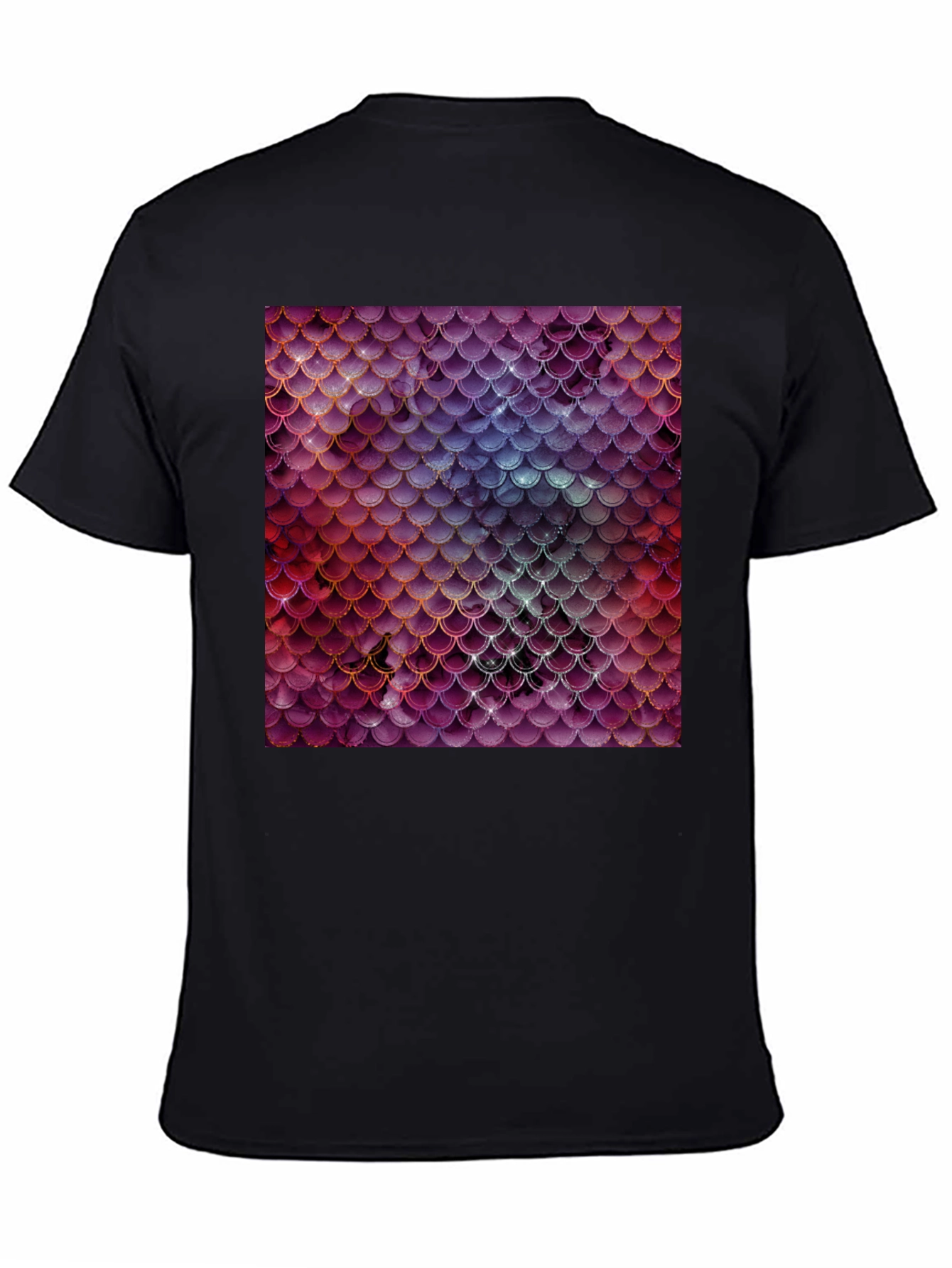 Black Men's T-Shirt with Fish Scale Print view 4