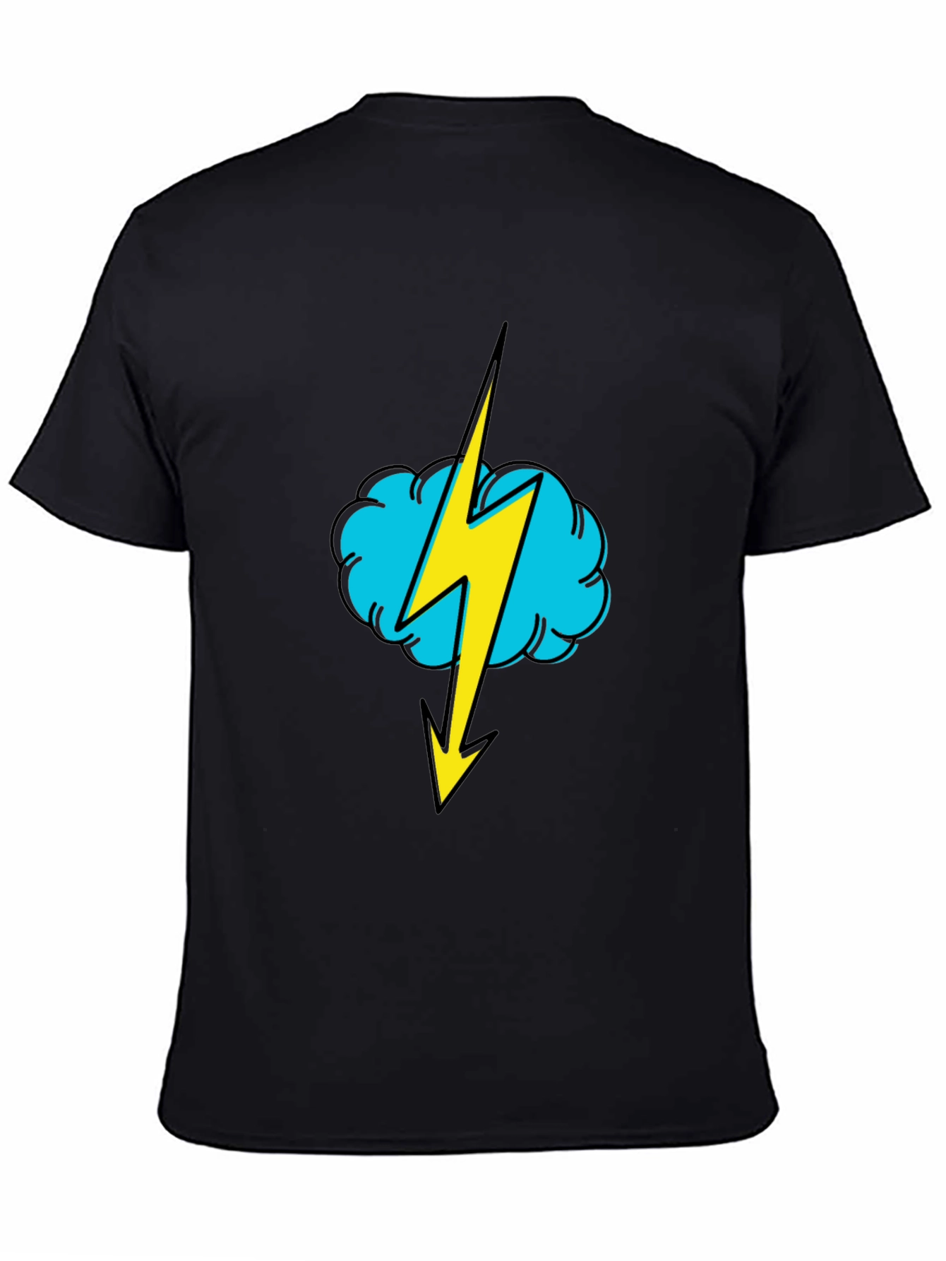 Black Black T-Shirt with Lightning Cloud Graphic view 4