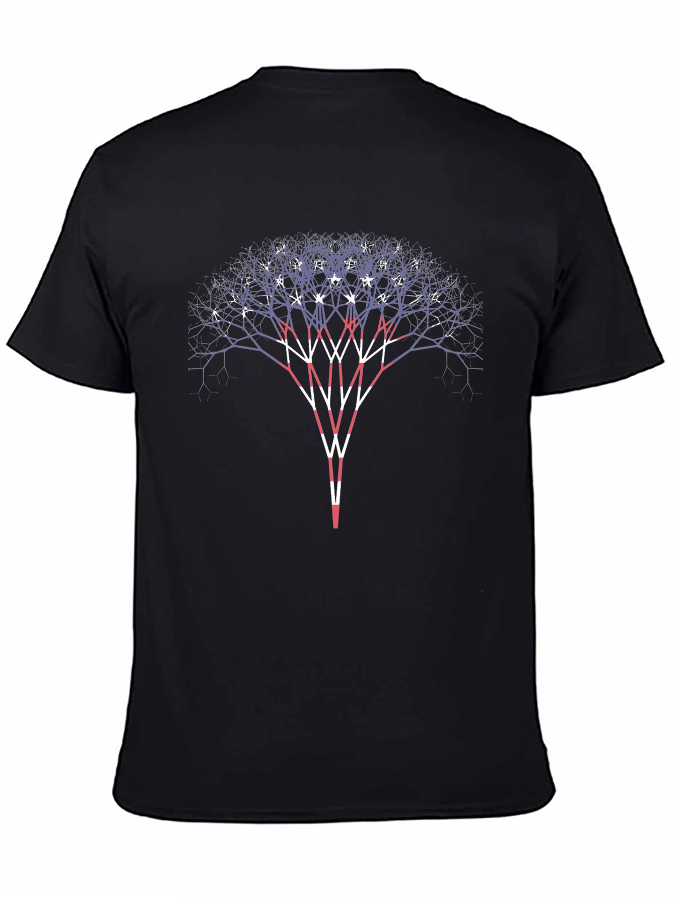 Black Fractal Tree Graphic Tee - Stylish Black T-Shirt view 4