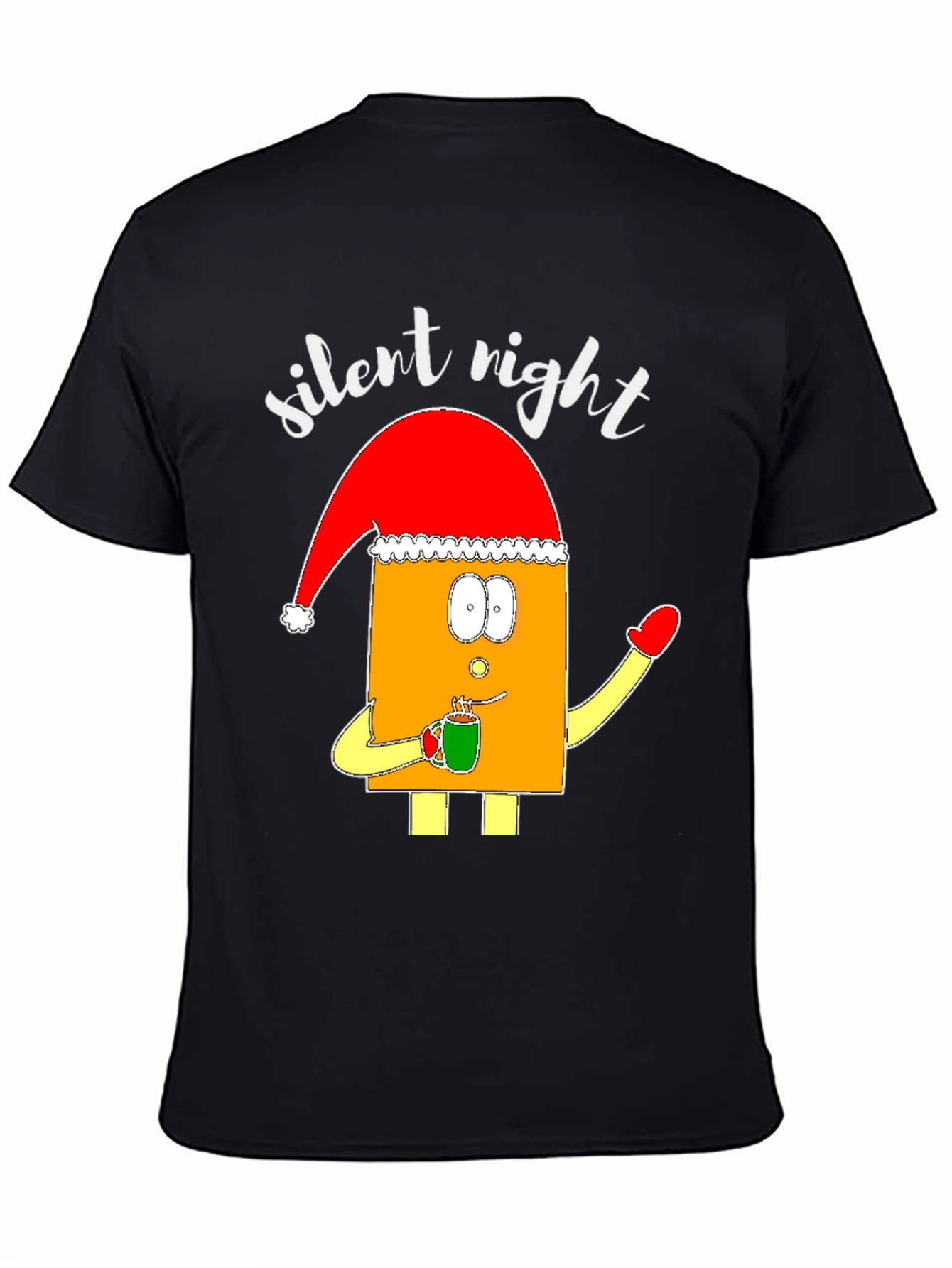 Black Silent Night Christmas Graphic Tee view 4