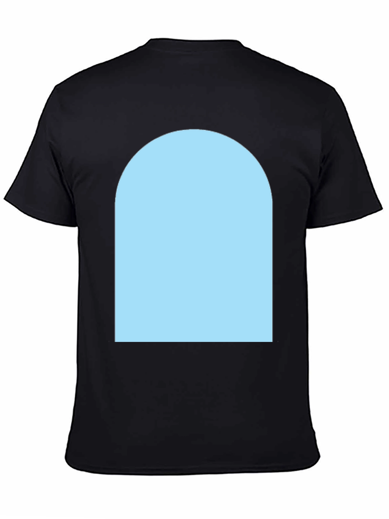 Black Black Crew Neck T-Shirt with Light Blue Arch Design view 4