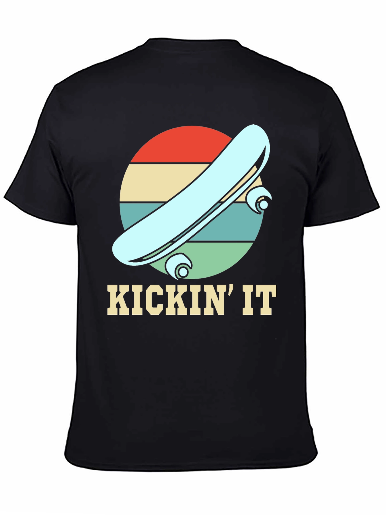 Black KICKIN' IT Skateboard Retro Tee view 4