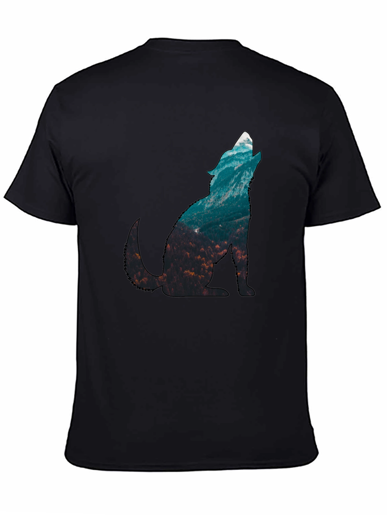 Black Wolf Nature Graphic Print Men's T-Shirt view 4