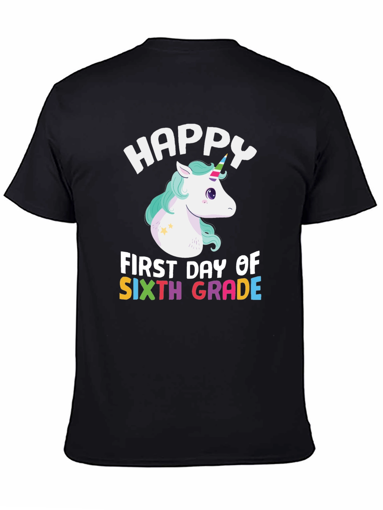 Black Happy 6th Grade Unicorn T-Shirt view 4