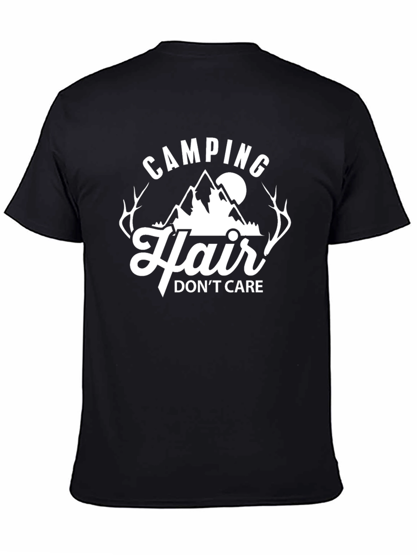 Black Camping Hair Don't Care T-Shirt view 4