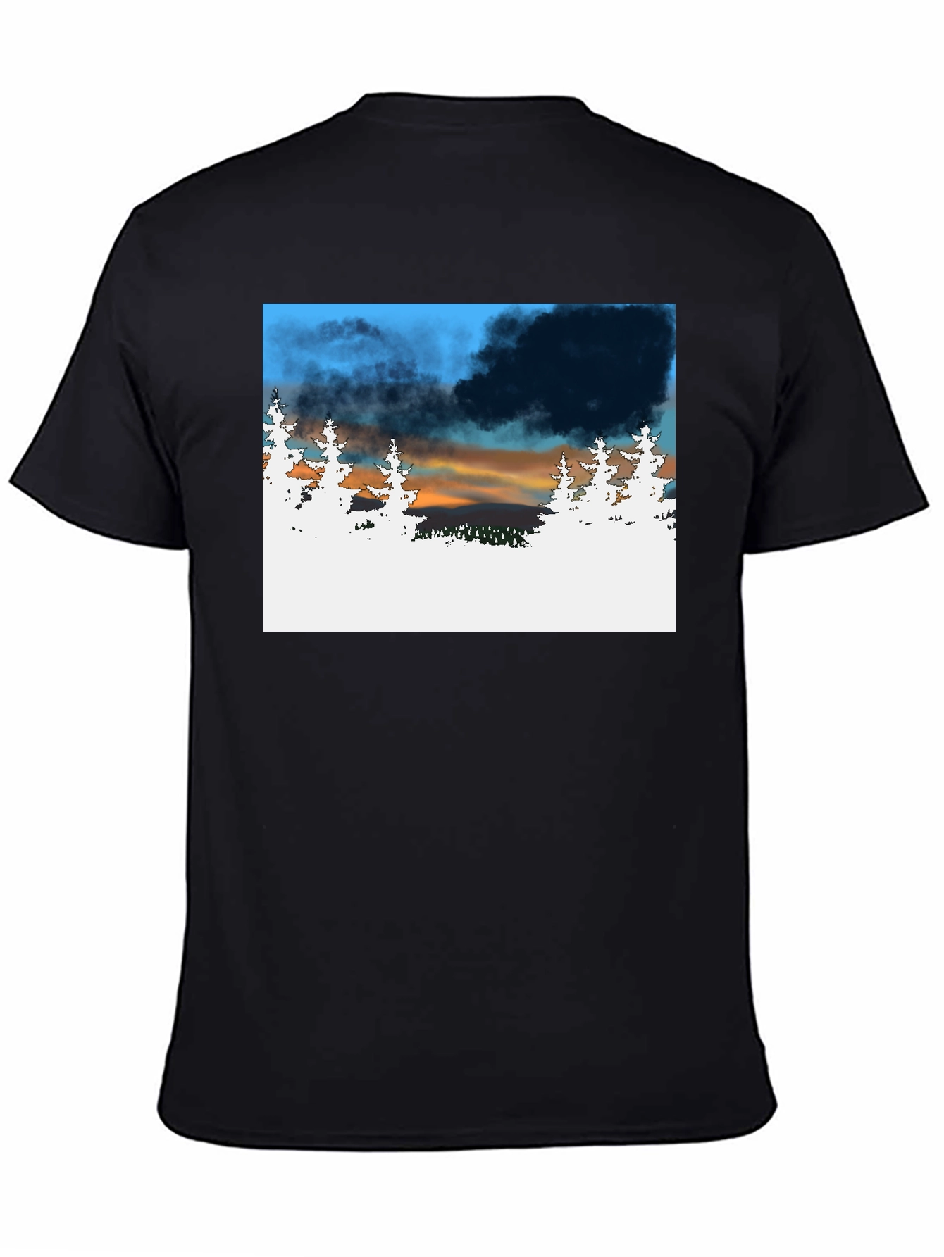 Black Nature Scene Graphic Print Black T-Shirt view 4