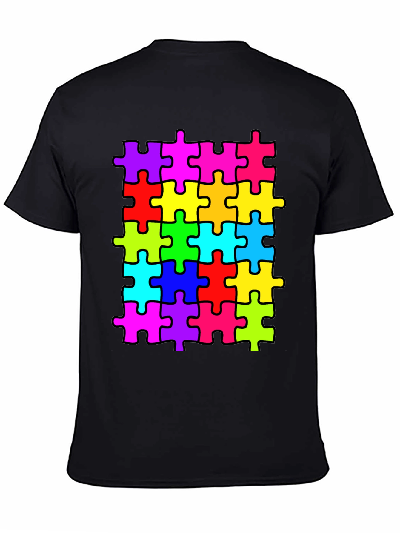Black Puzzle Piece T-Shirt - Autism Awareness Tee view 4