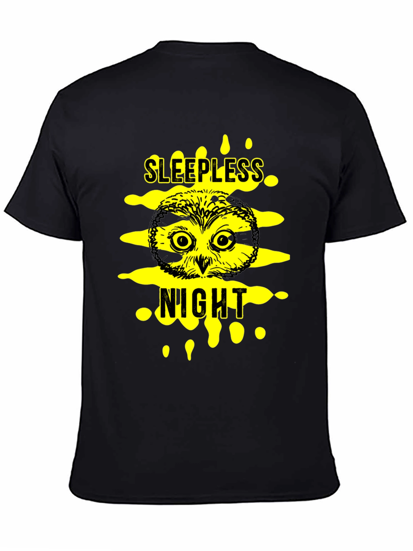 Black Sleepless Night Owl Black T-Shirt view 4