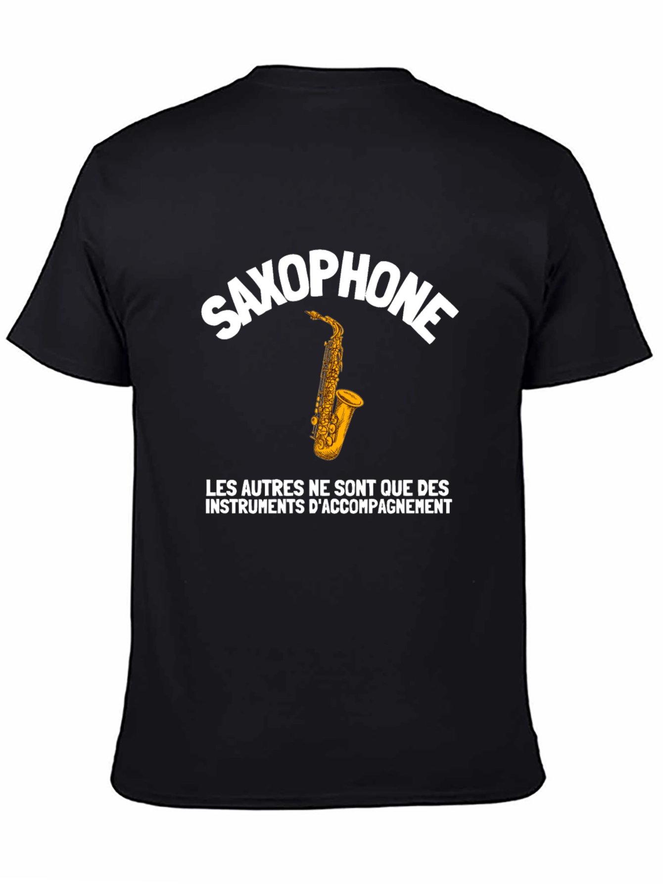 Black Saxophone T-Shirt - Music Lover's Apparel view 4